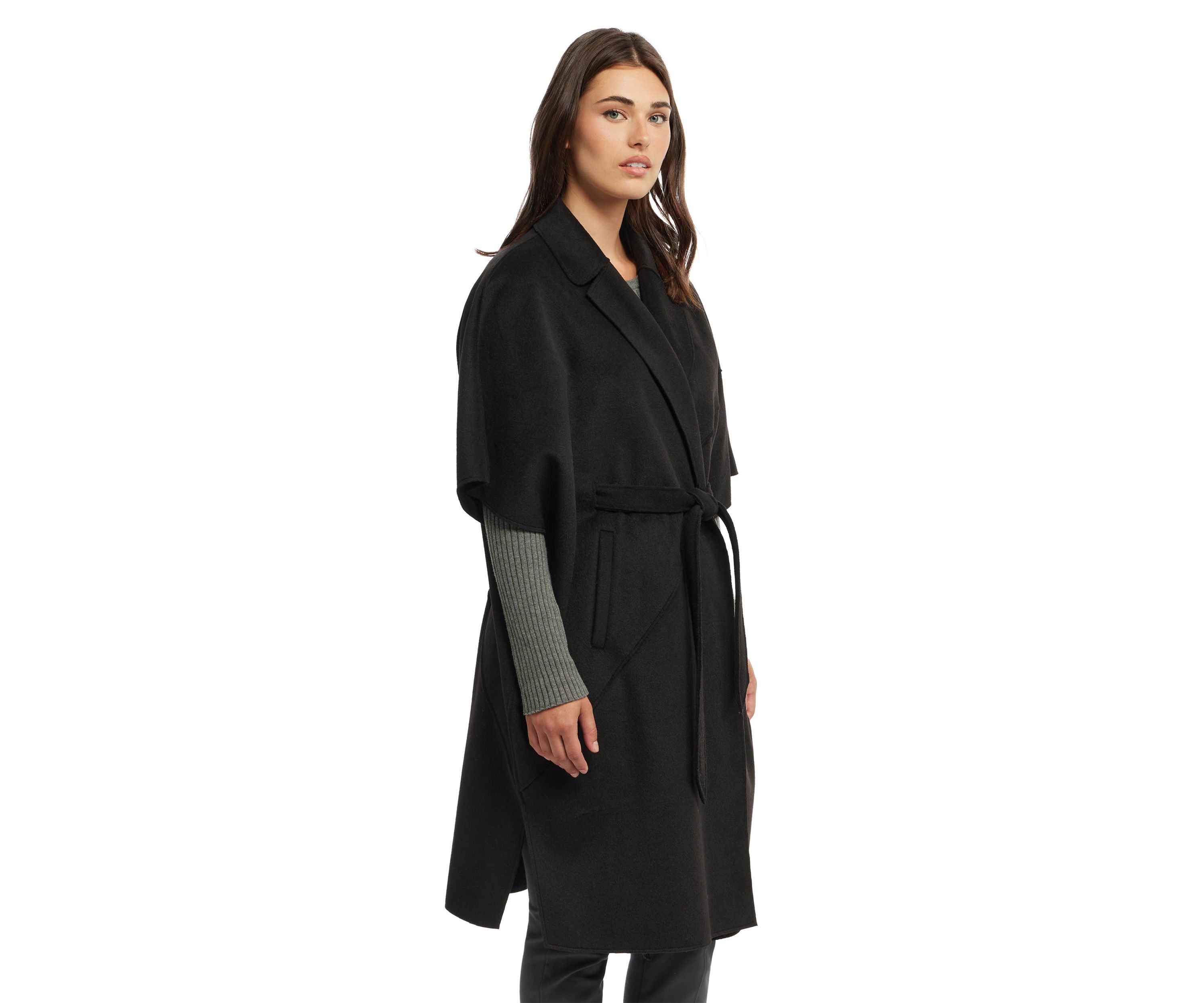 Womens Wool Blend Double Faced Handmade Color Block Cape