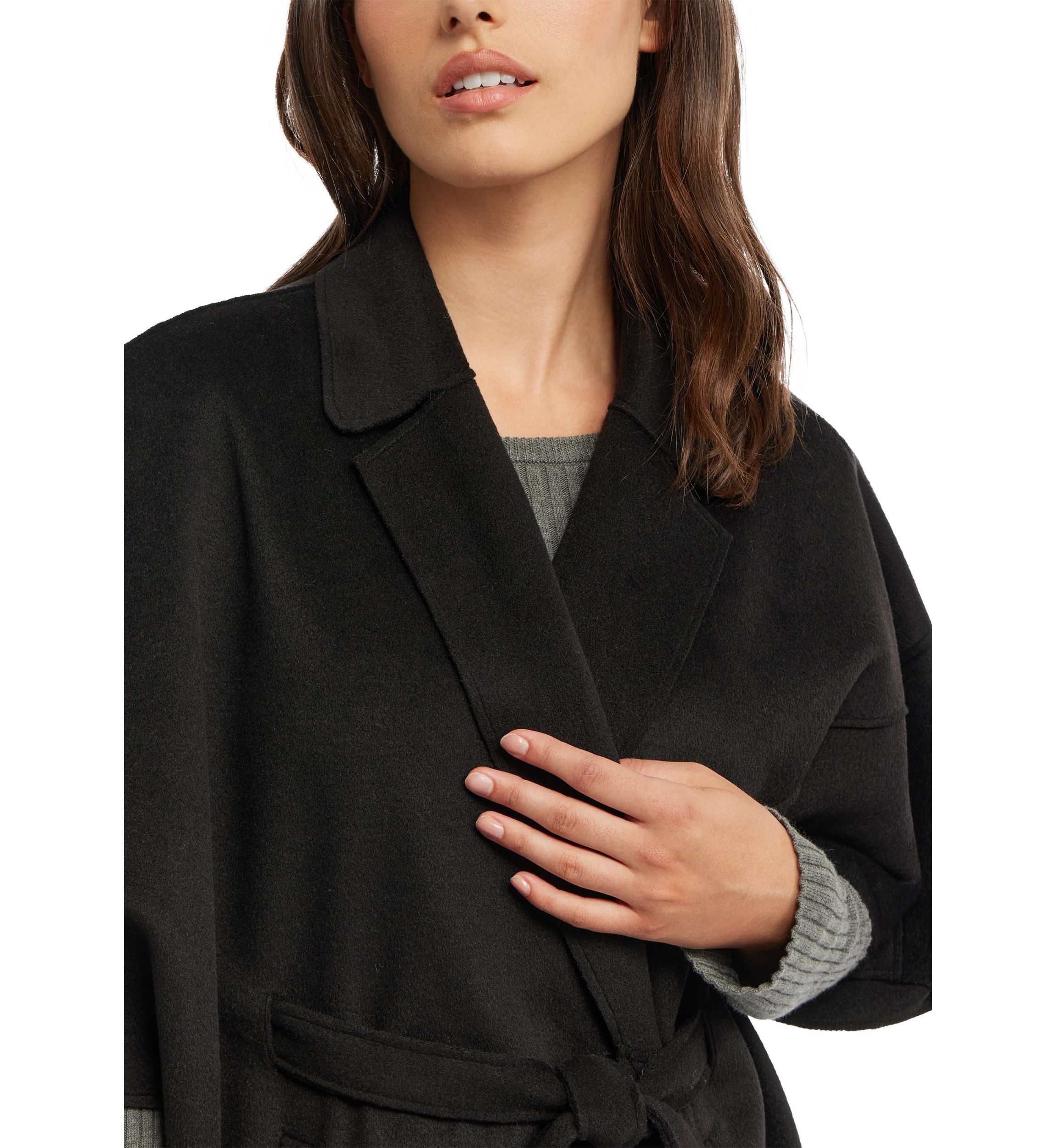 Womens Wool Blend Double Faced Handmade Color Block Cape