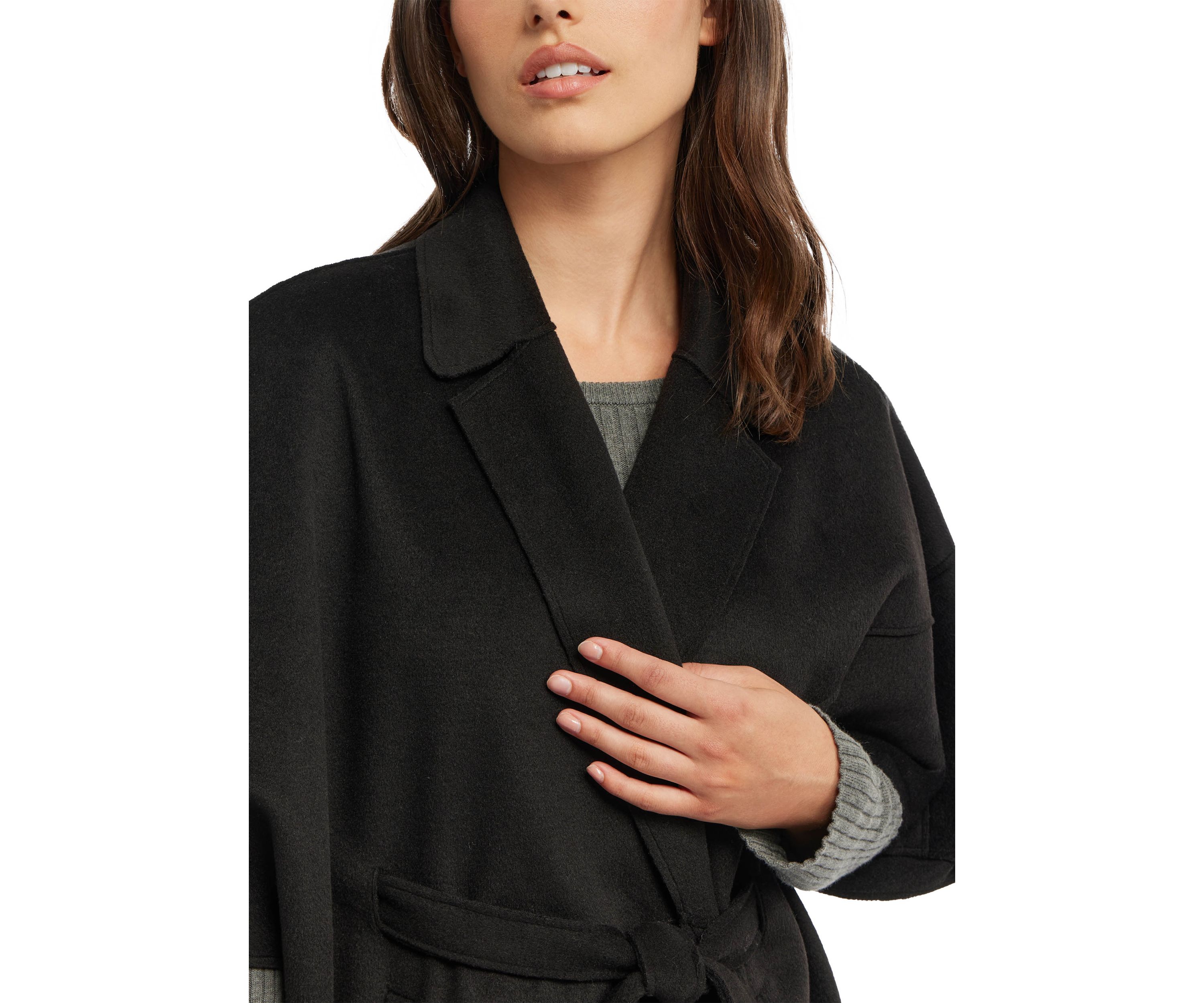 Womens Wool Blend Double Faced Handmade Color Block Cape