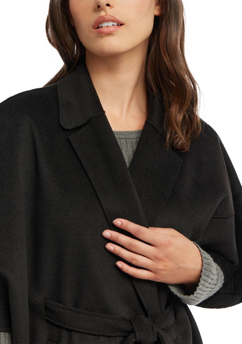 Womens Wool Blend Double Faced Handmade Color Block Cape