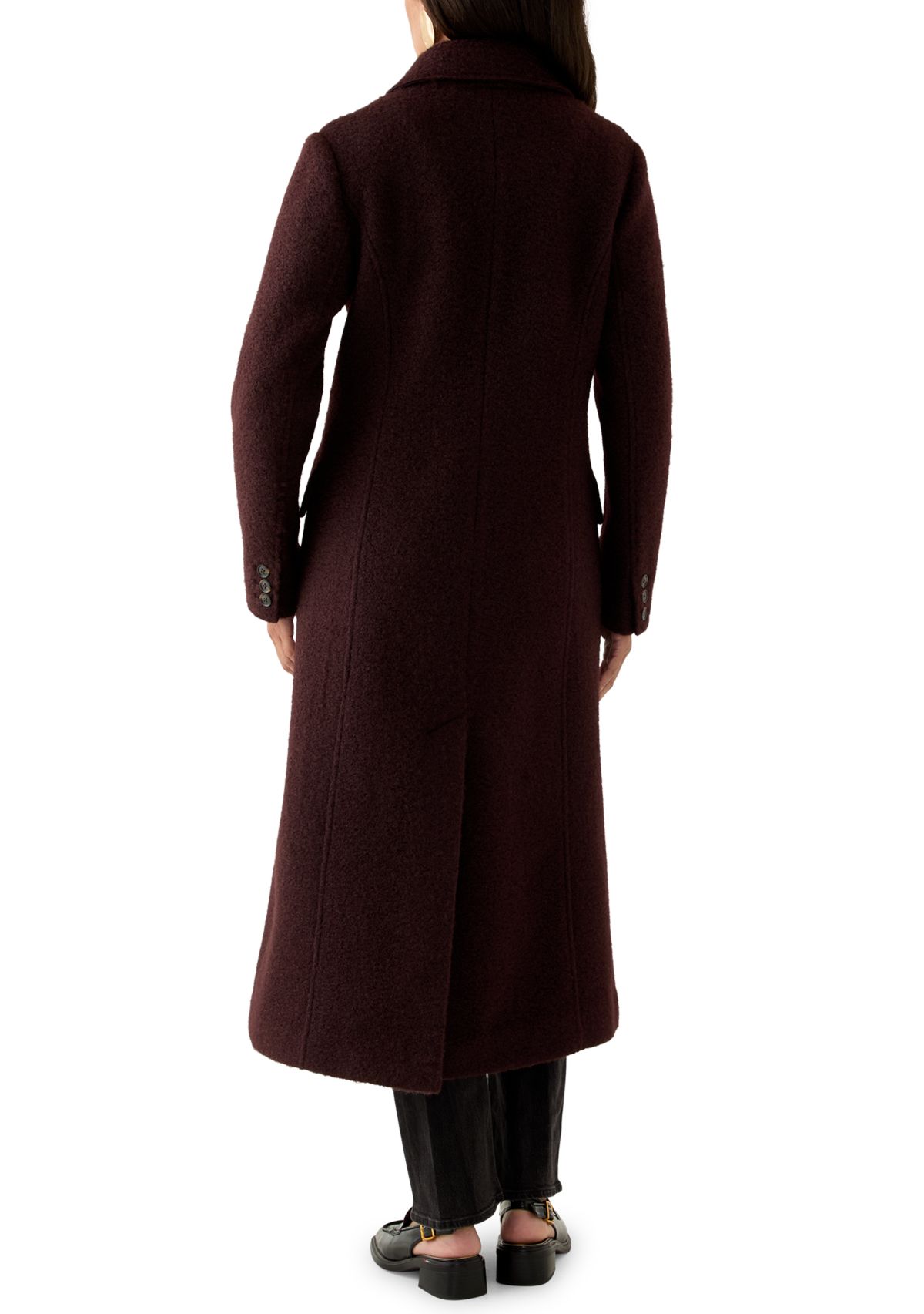 Womens Long Sleeve 3 Button Bouclé Coat