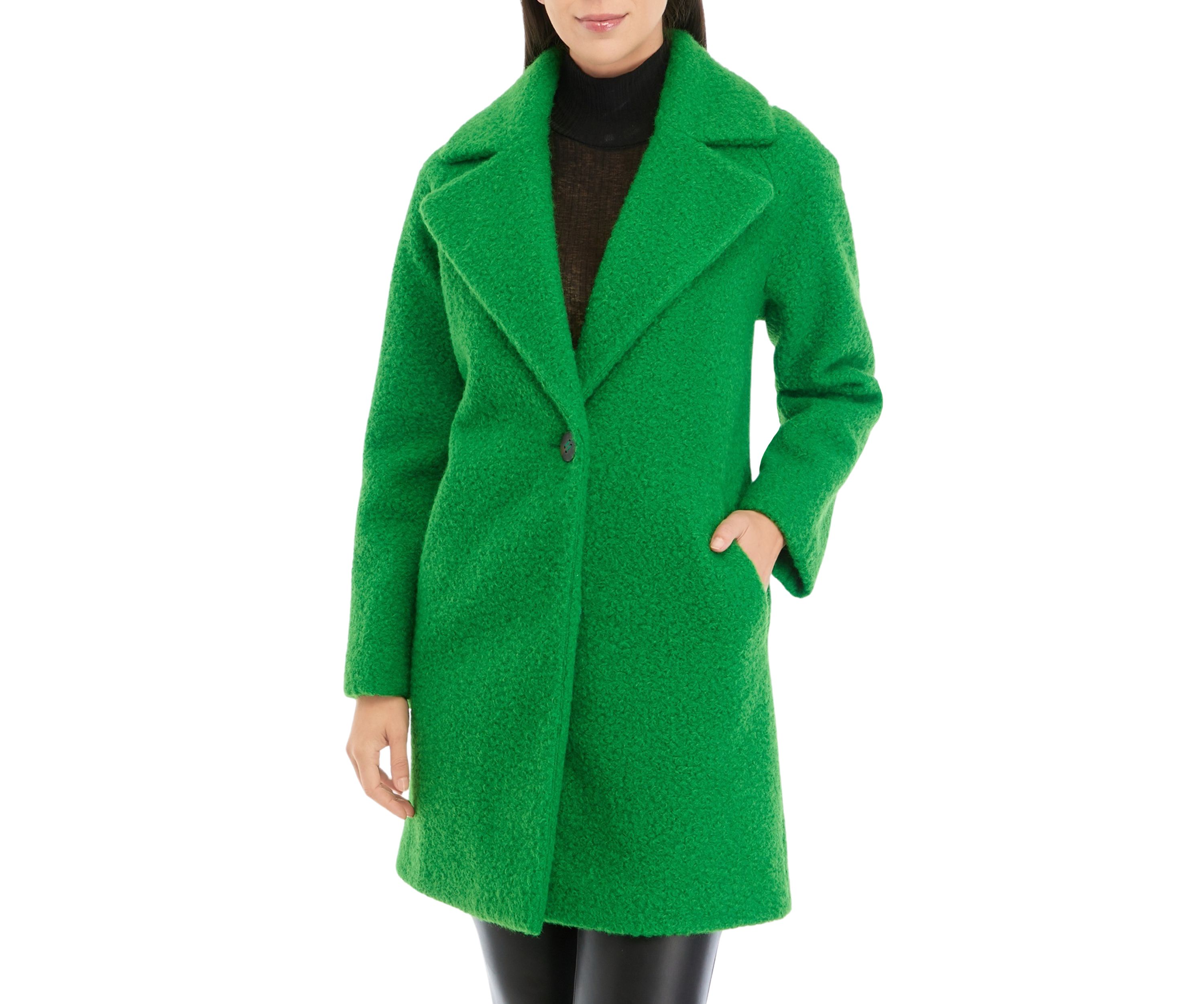 Womens Single Breasted Boucle Coat