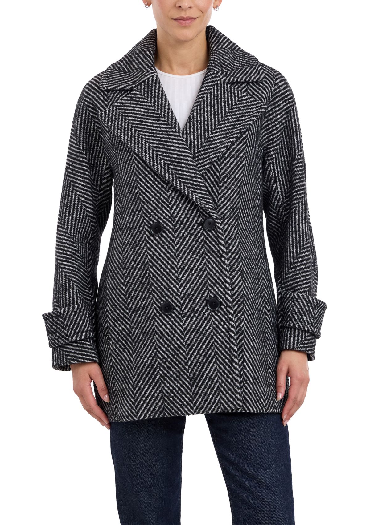 Womens Double Breast Short Wool Coat