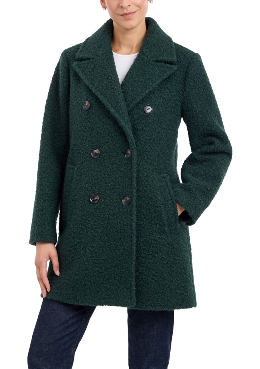 Womens Double Breasted Mid Length Wool Coat