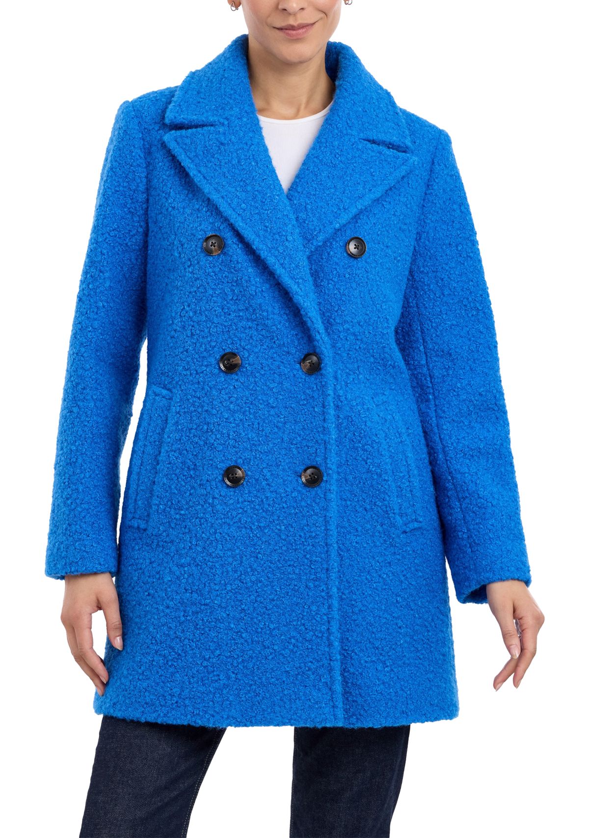 Womens Double Breasted Mid Length Wool Coat