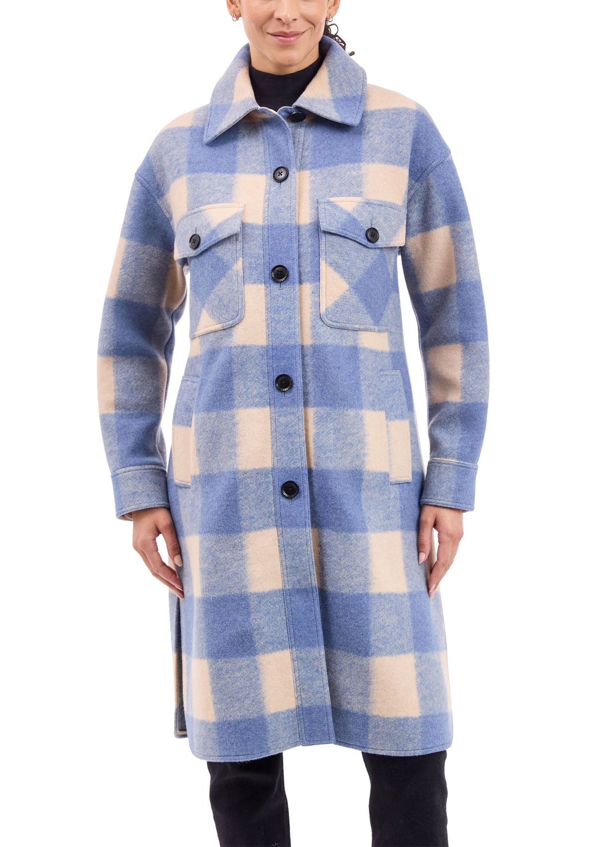 Womens Longline Plaid Shacket