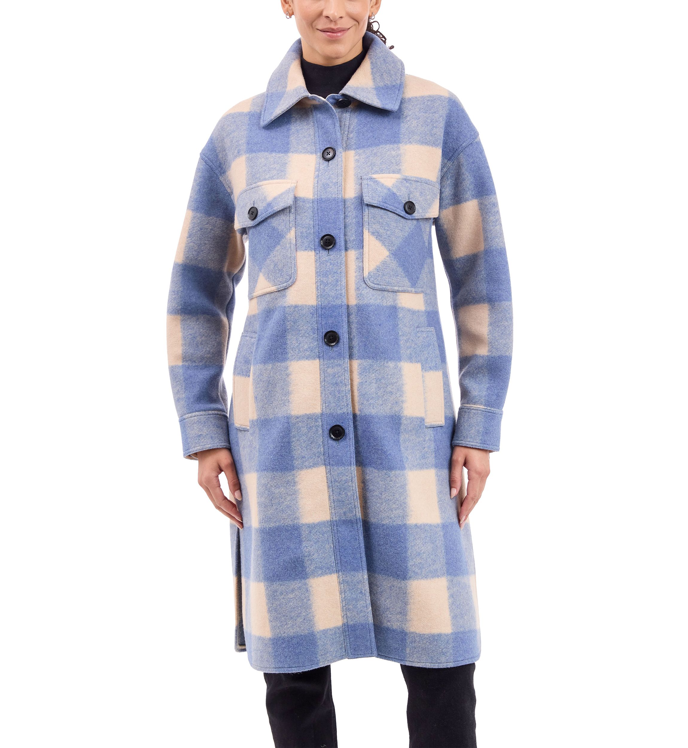 Womens Longline Plaid Shacket