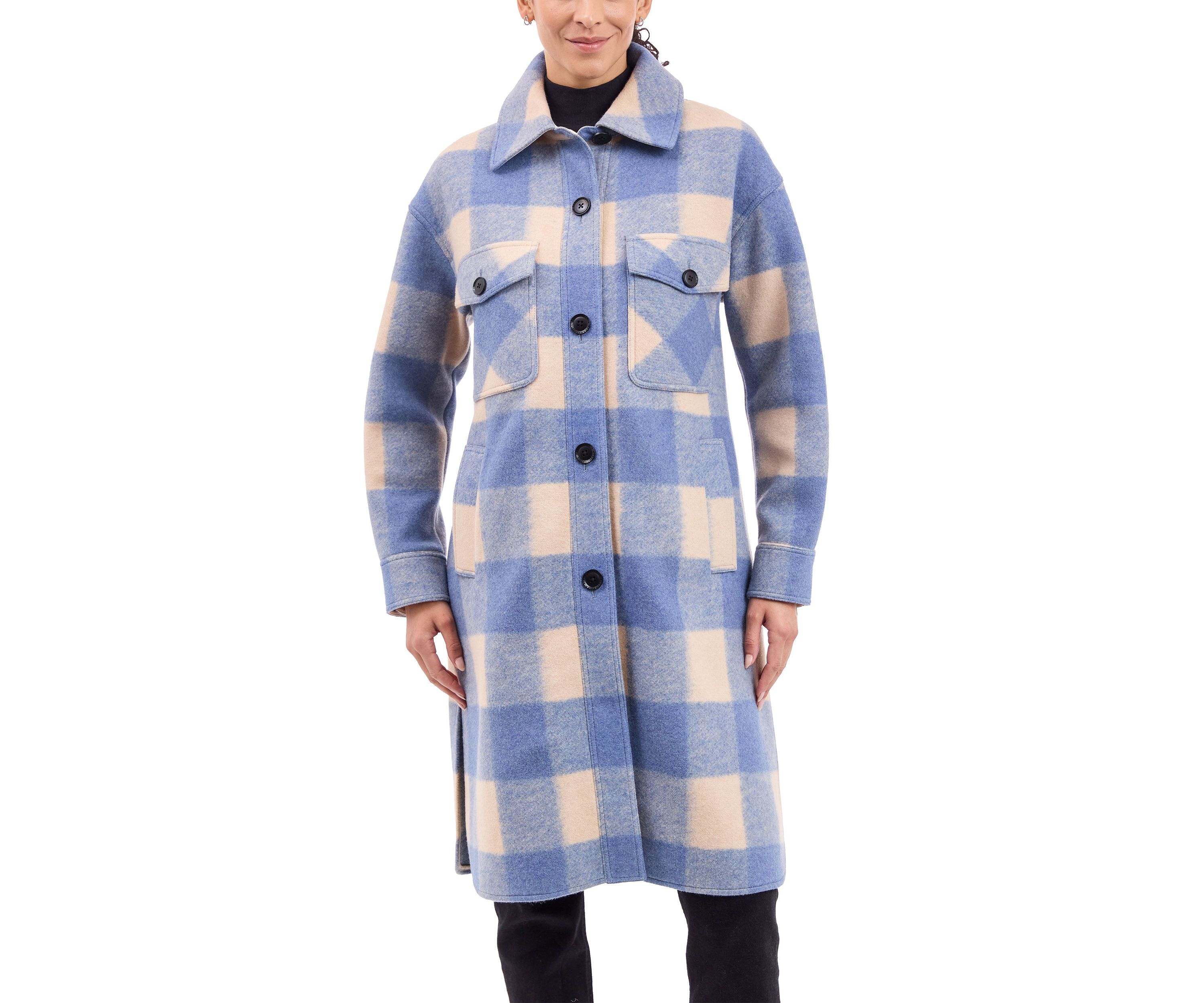 Womens Longline Plaid Shacket