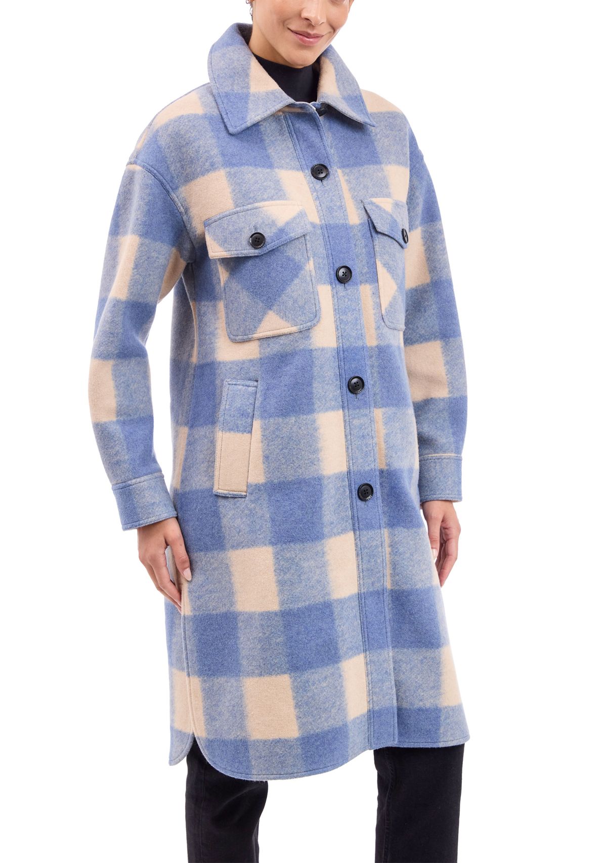 Womens Longline Plaid Shacket