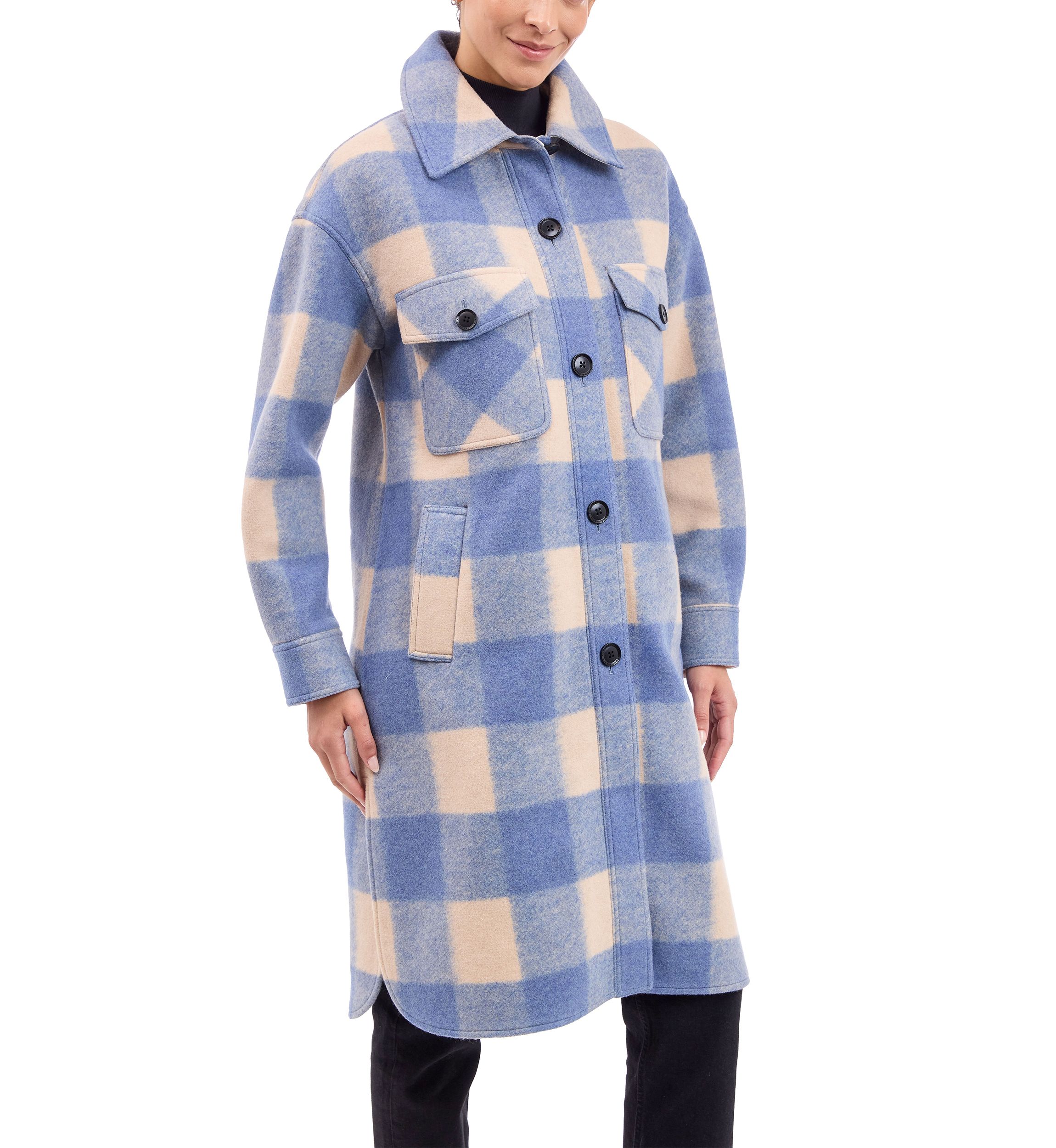 Womens Longline Plaid Shacket