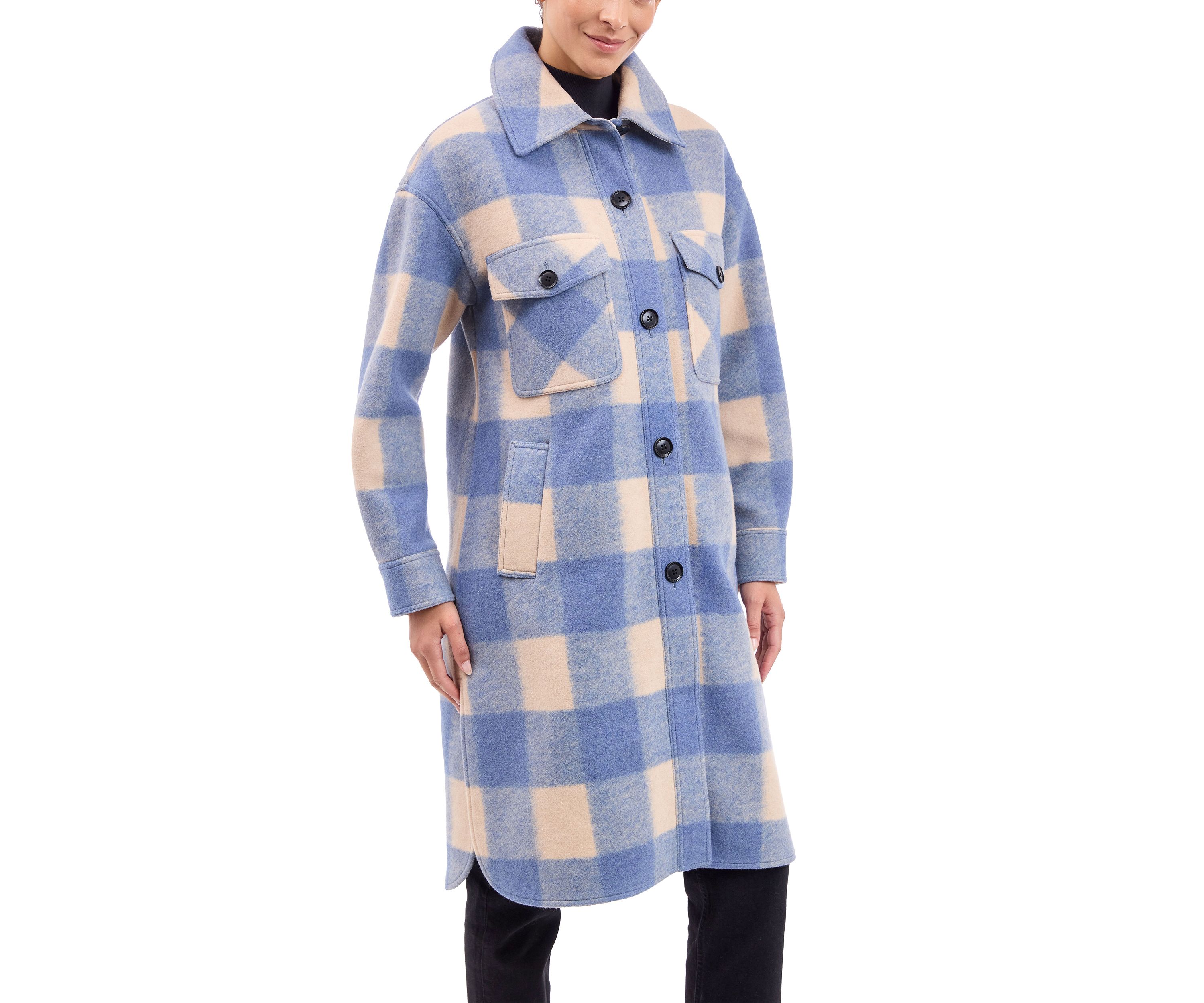 Womens Longline Plaid Shacket