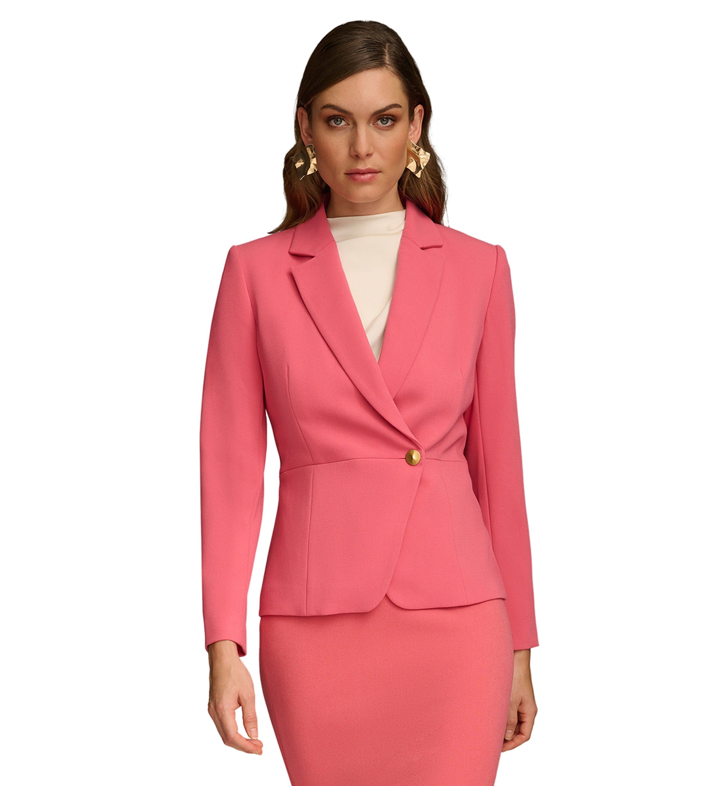 Womens Scuba Crepe Side Button Jacket