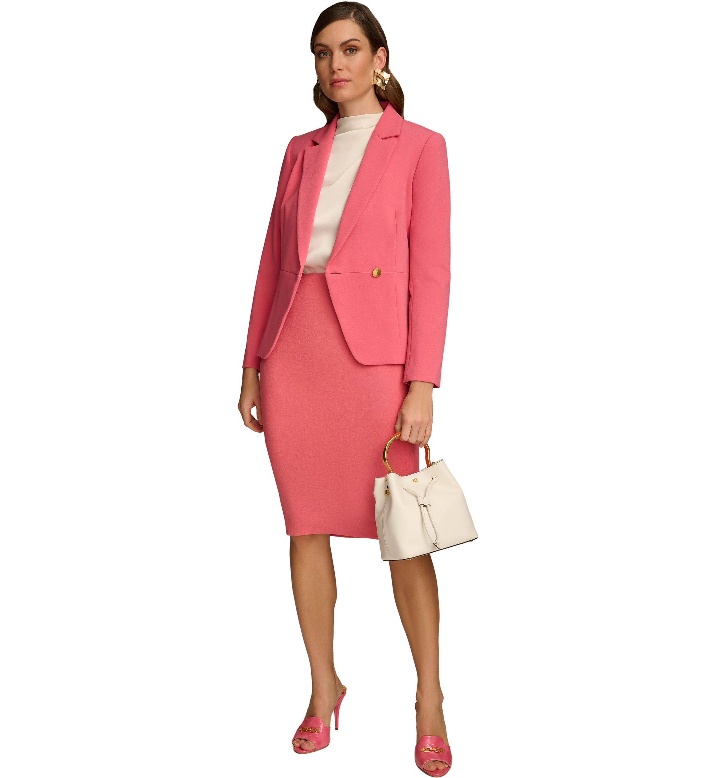 Womens Scuba Crepe Side Button Jacket