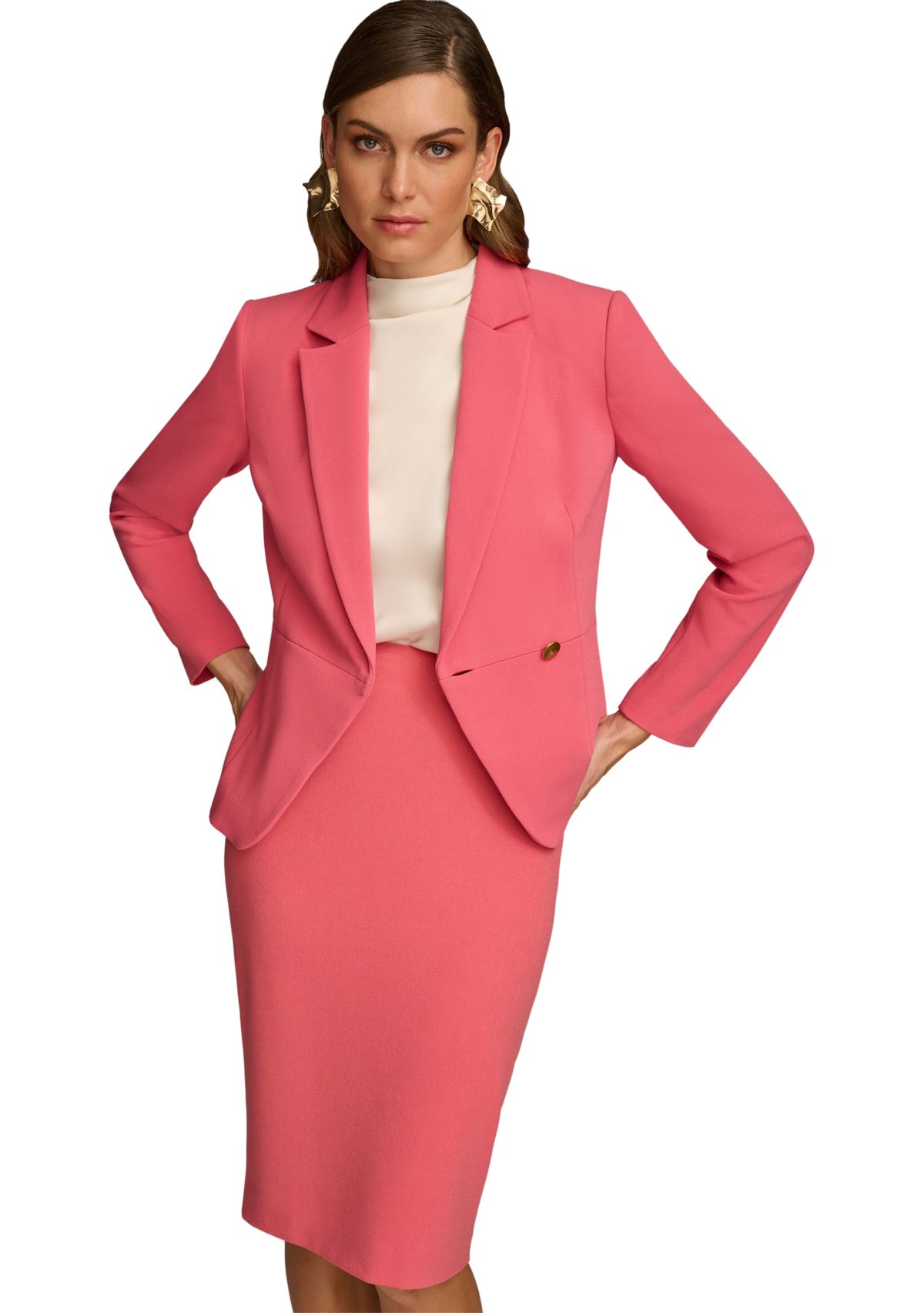 Womens Scuba Crepe Side Button Jacket