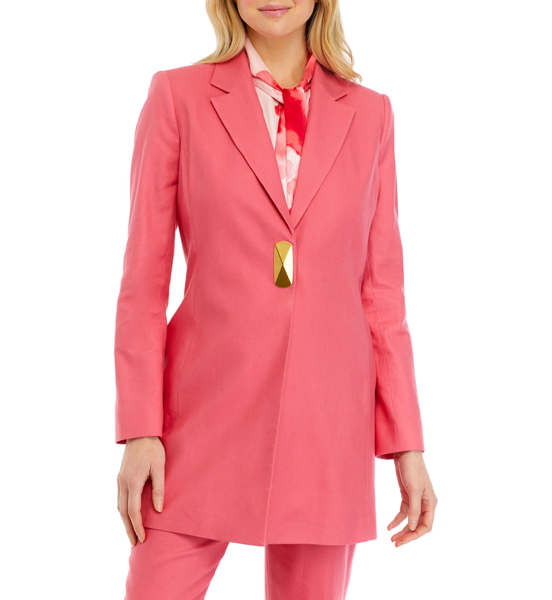 Womens Collared Linen Coat