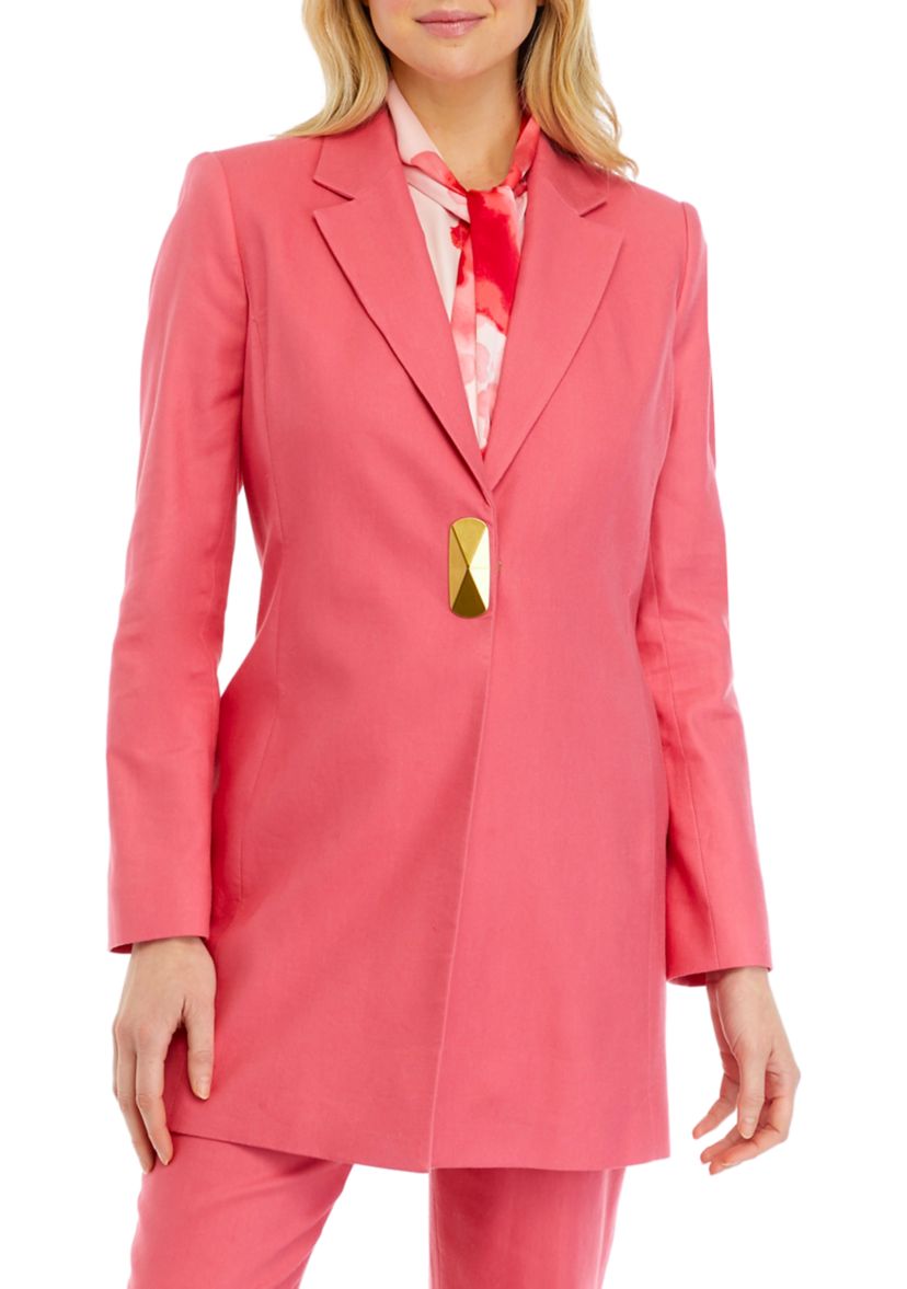 Womens Collared Linen Coat