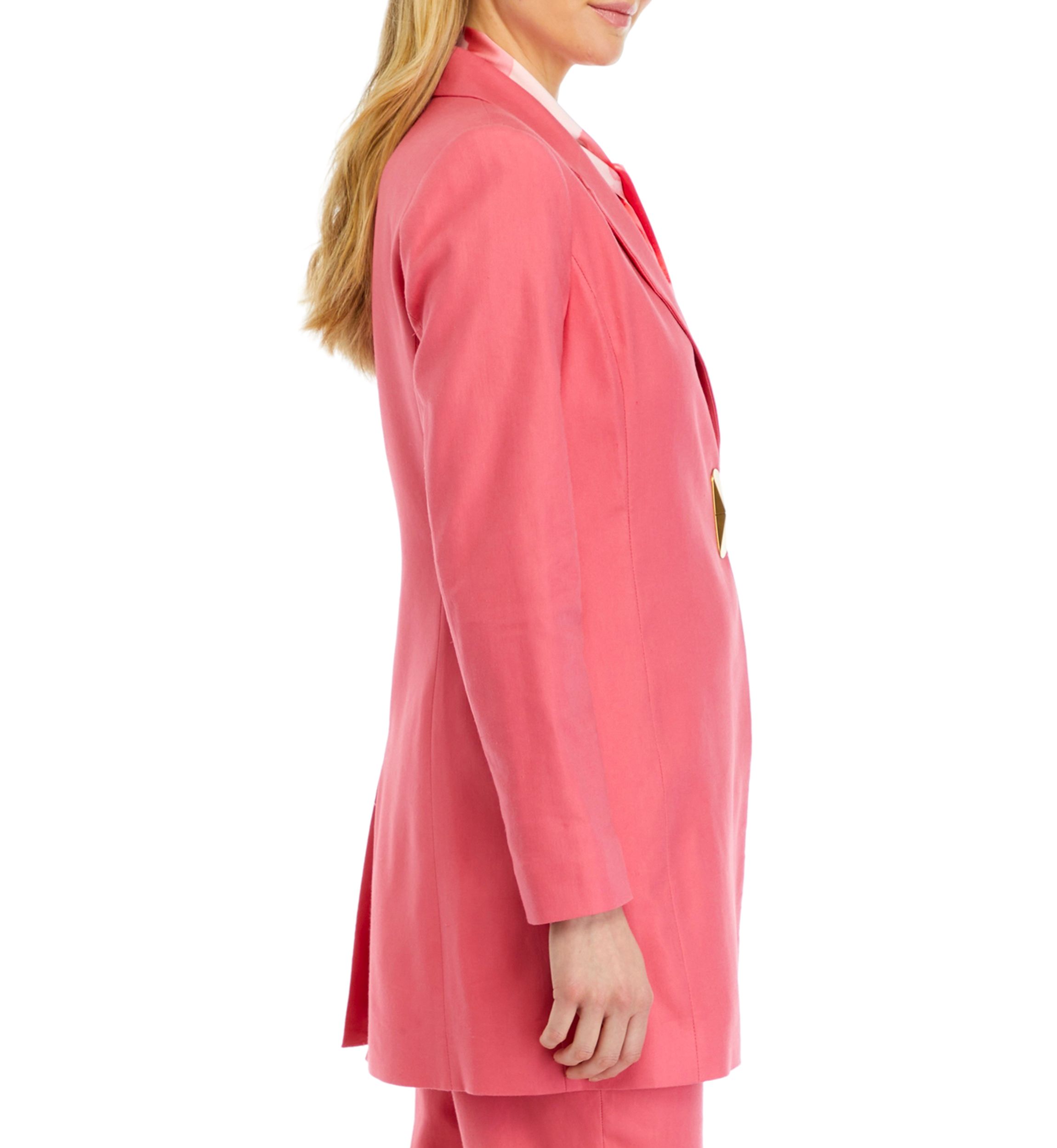 Womens Collared Linen Coat