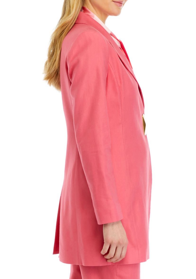 Womens Collared Linen Coat