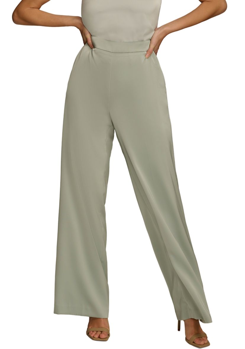 Womens Straight Leg Charmeuse Pants