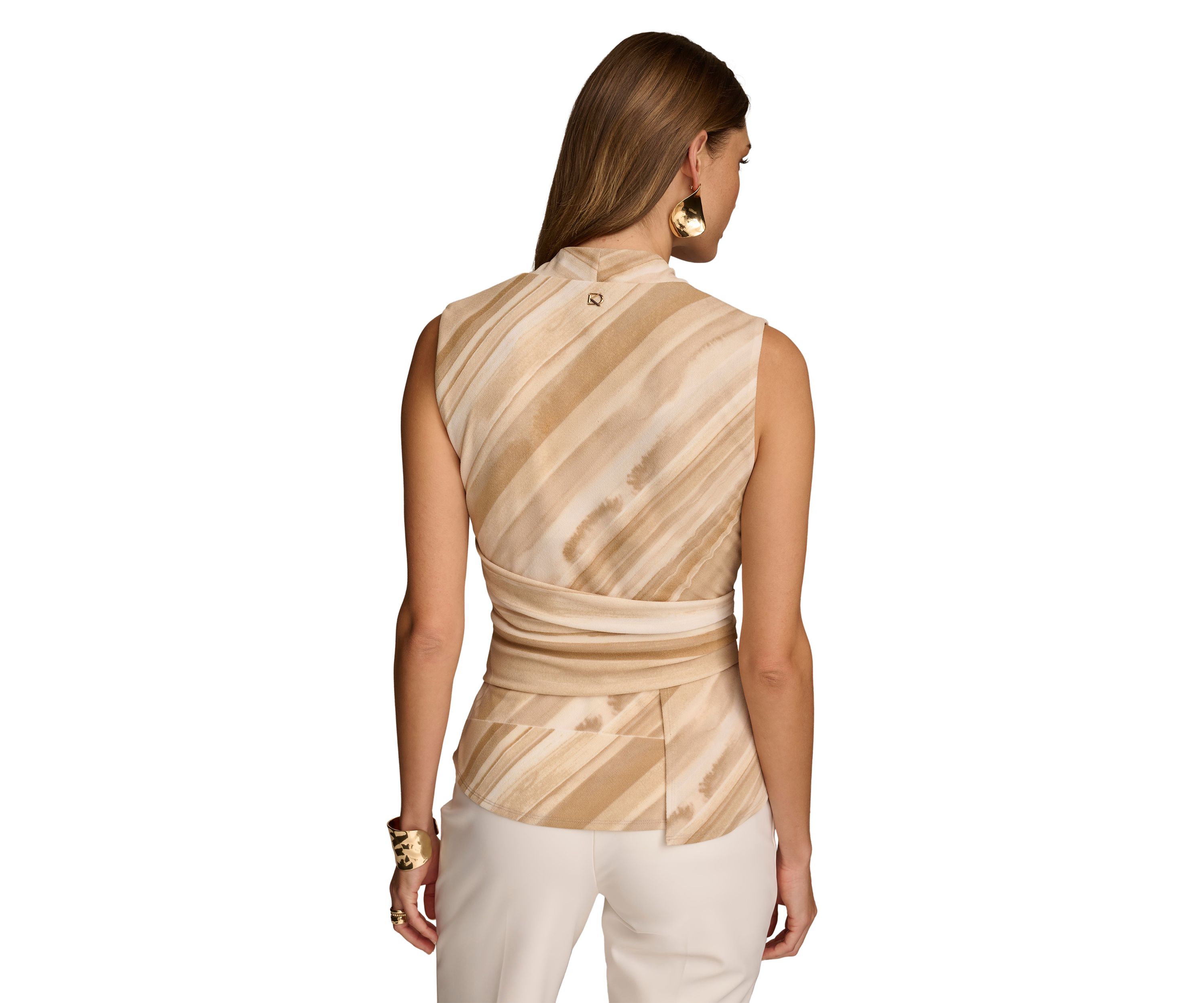 Womens Sleeveless V-Neck Peplum Top 
