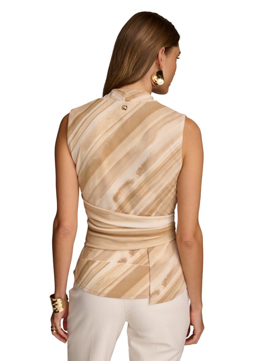 Womens Sleeveless V-Neck Peplum Top 