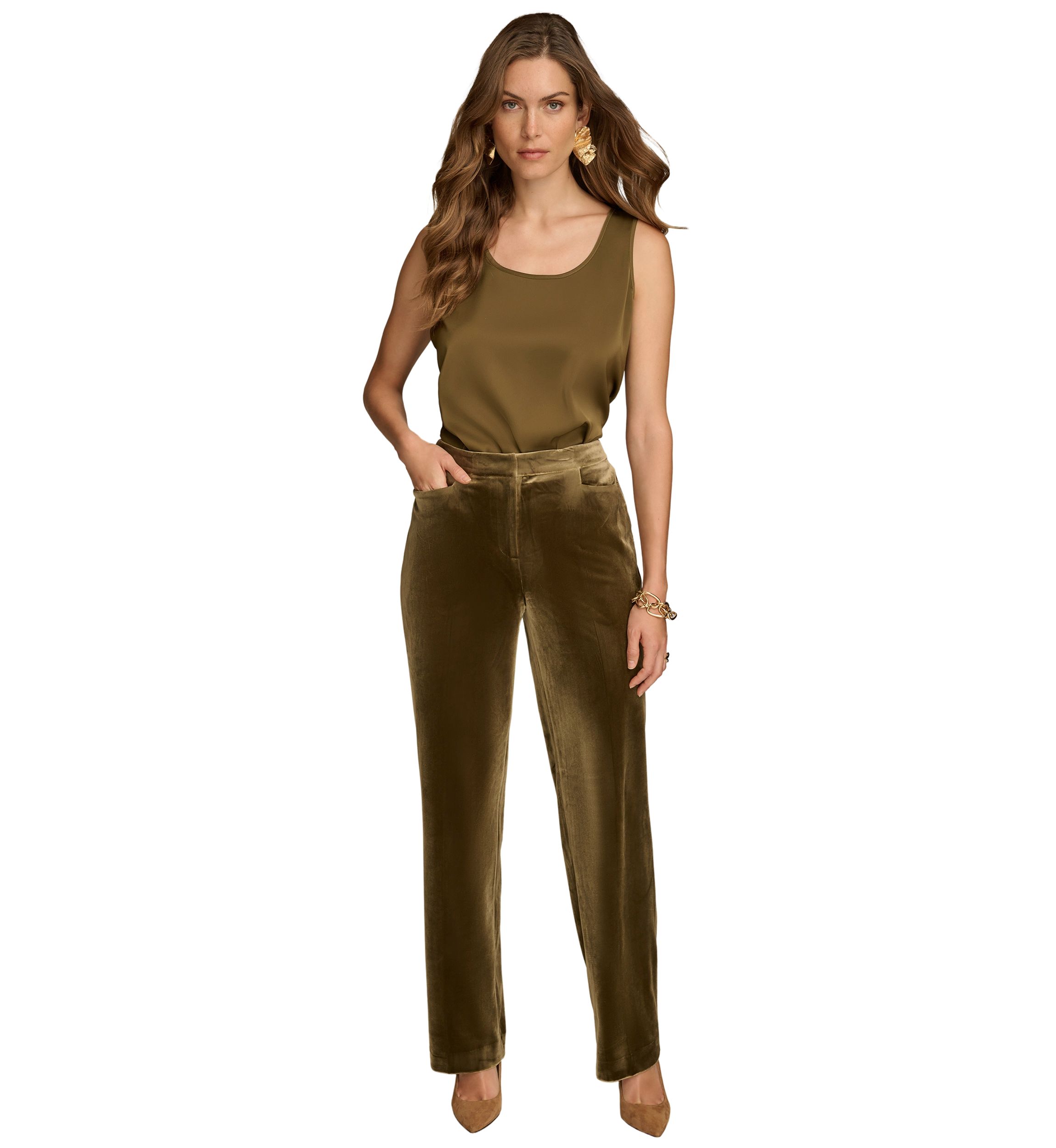 Womens Velvet Wide Leg Pants