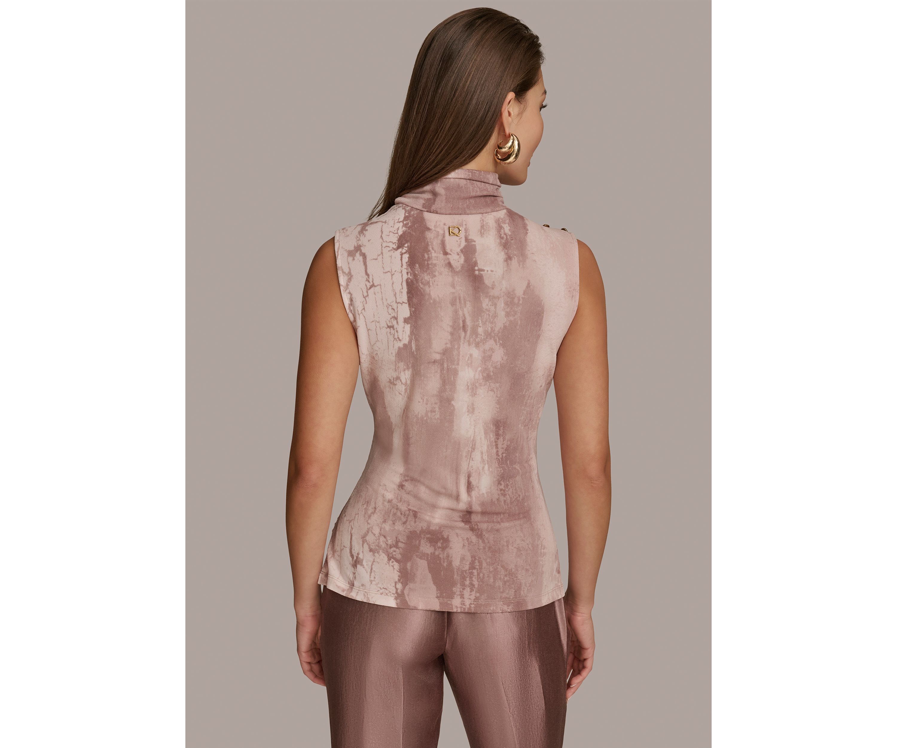 Womens Sleeveless Printed Ruched Top