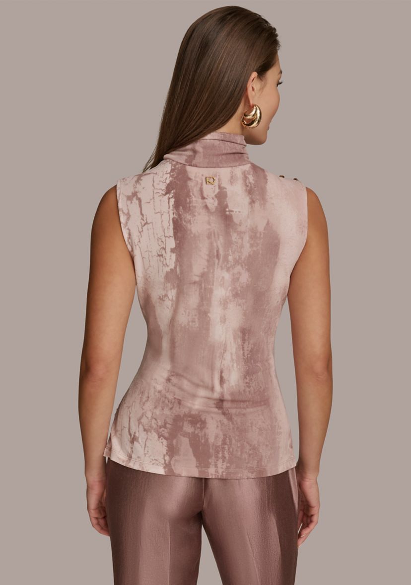 Womens Sleeveless Printed Ruched Top