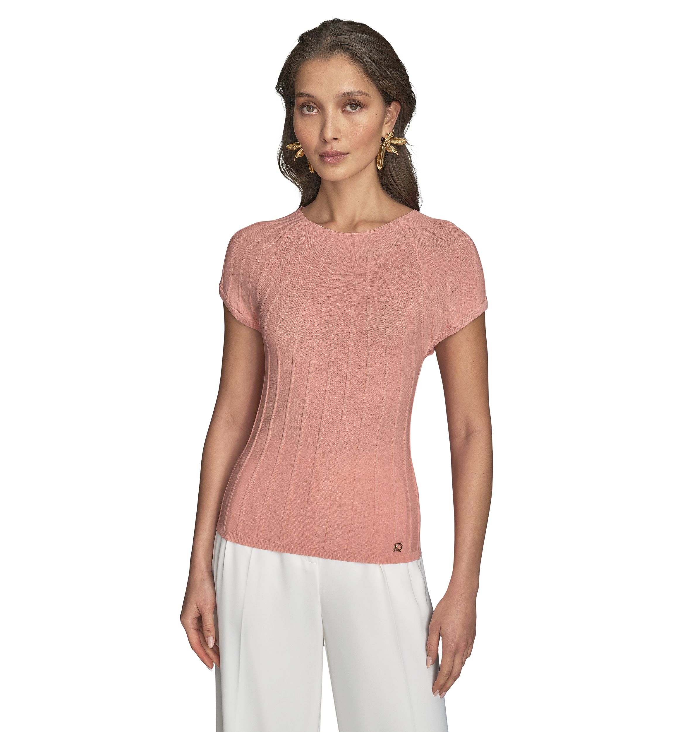 Womens Cap Sleeve Mock Neck Sweater 