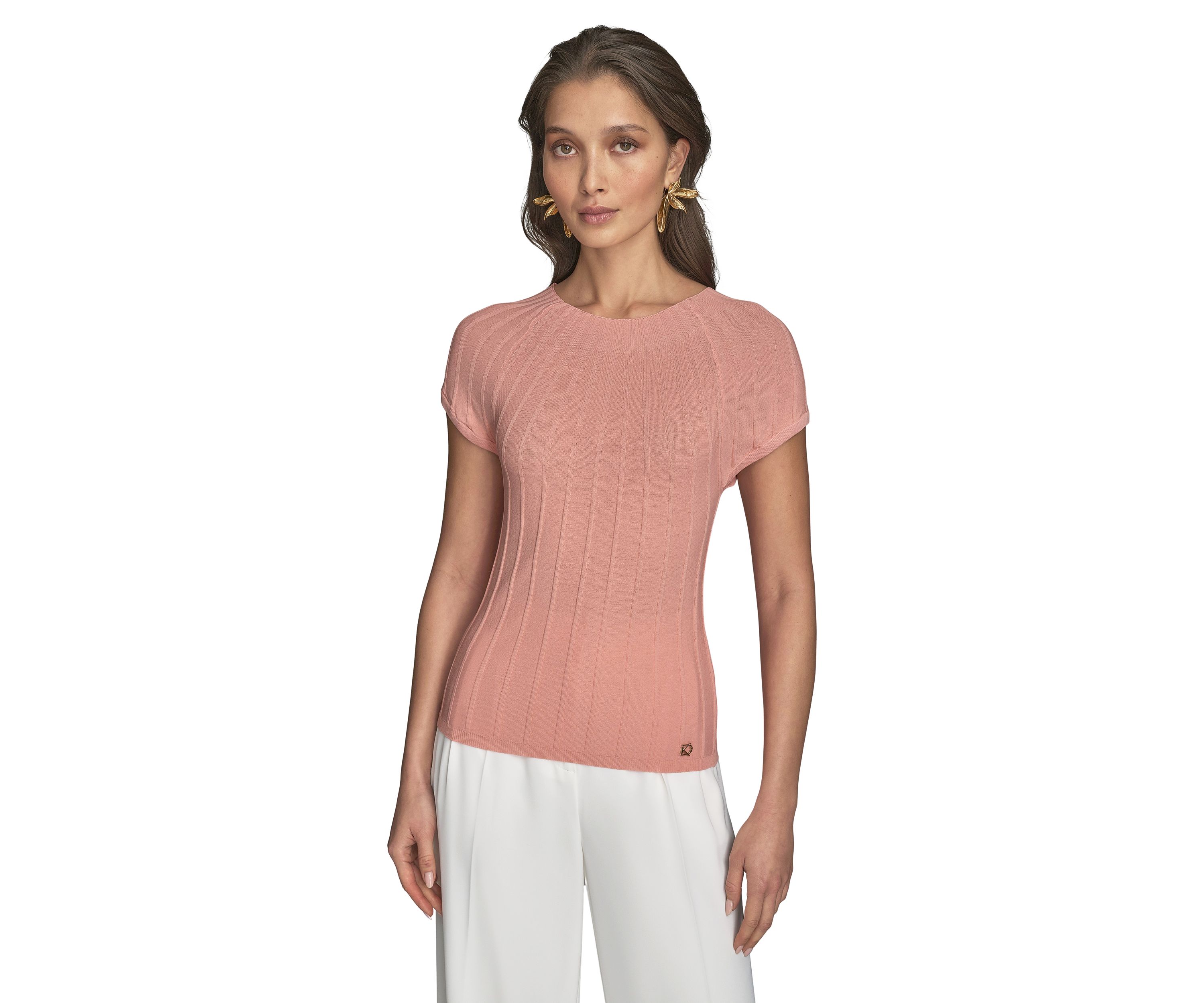 Womens Cap Sleeve Mock Neck Sweater 