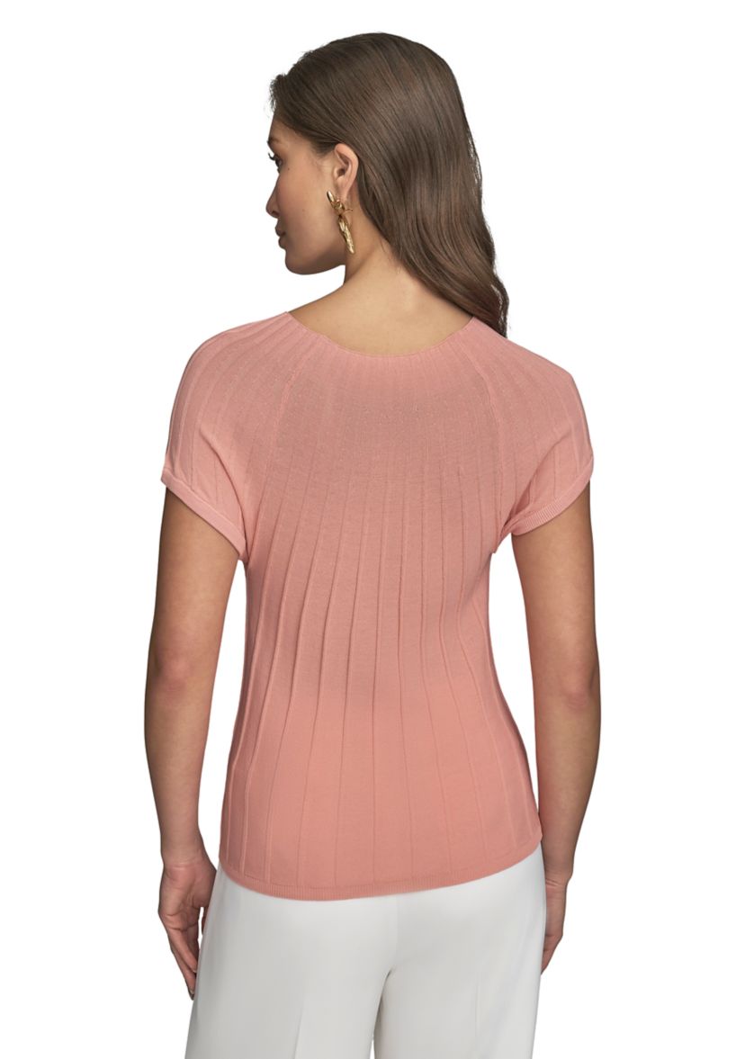 Womens Cap Sleeve Mock Neck Sweater 