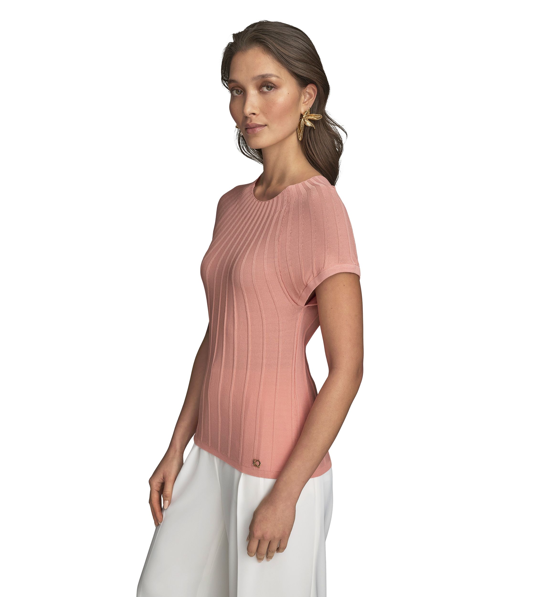 Womens Cap Sleeve Mock Neck Sweater 