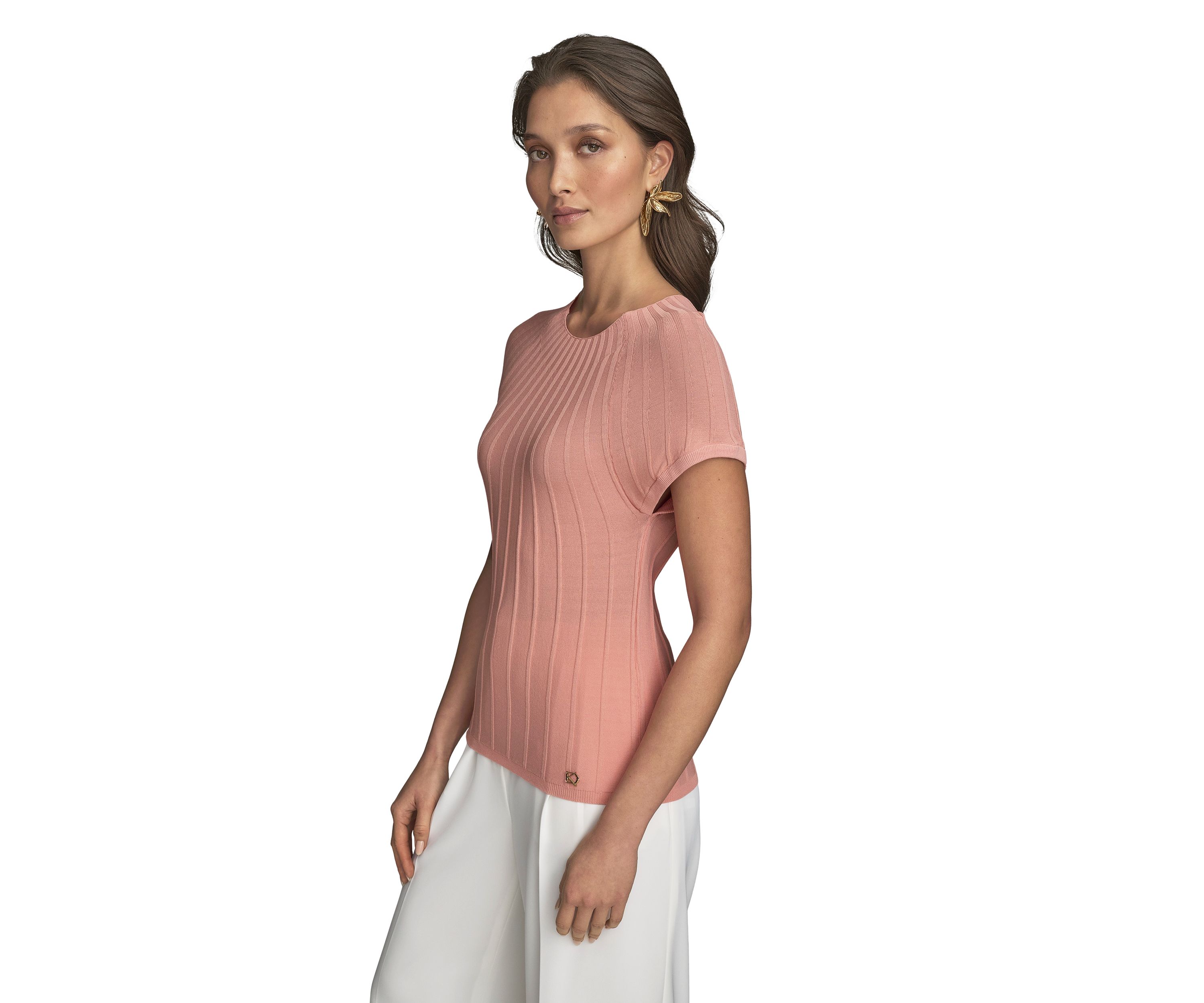 Womens Cap Sleeve Mock Neck Sweater 