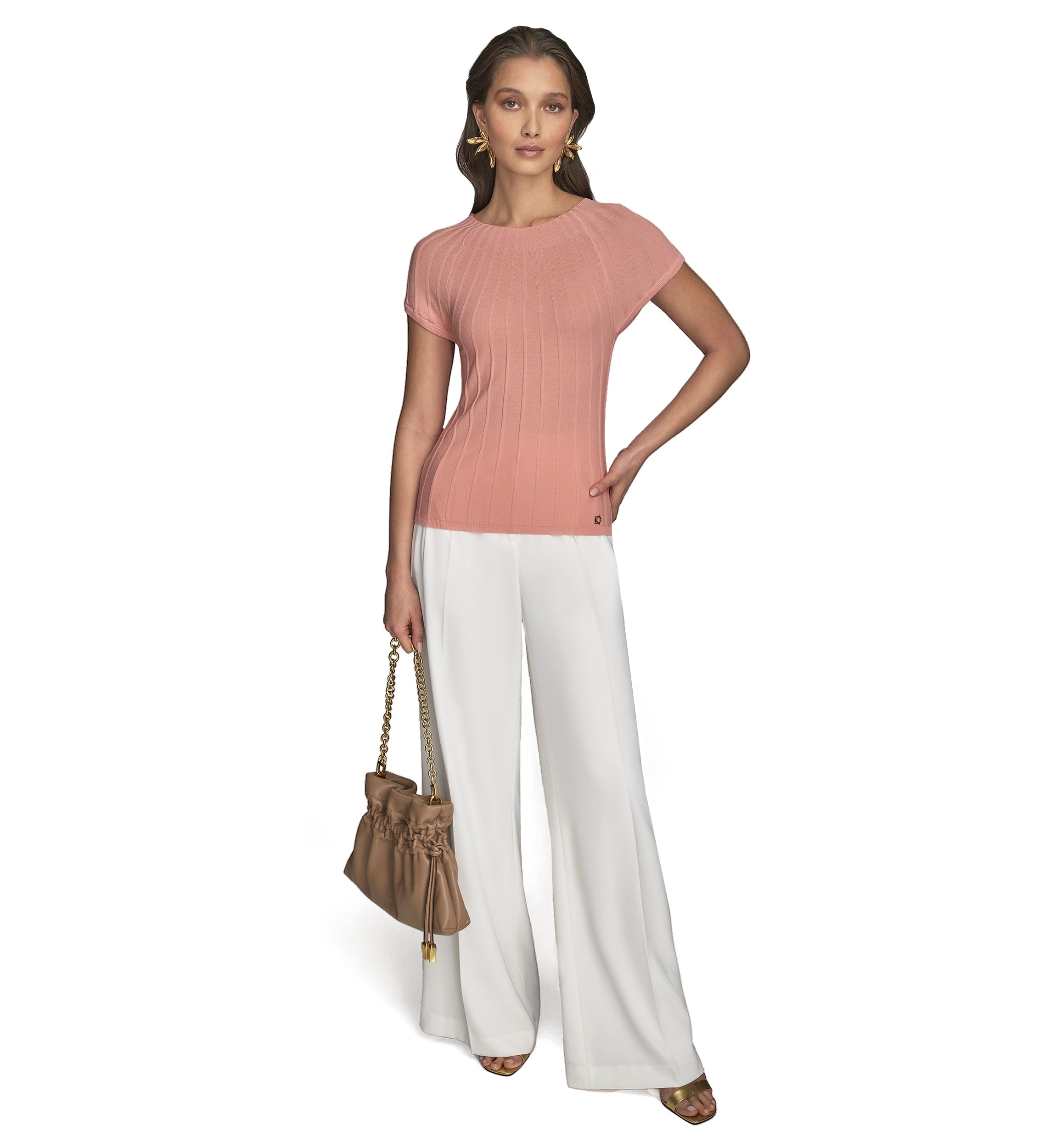 Womens Cap Sleeve Mock Neck Sweater 