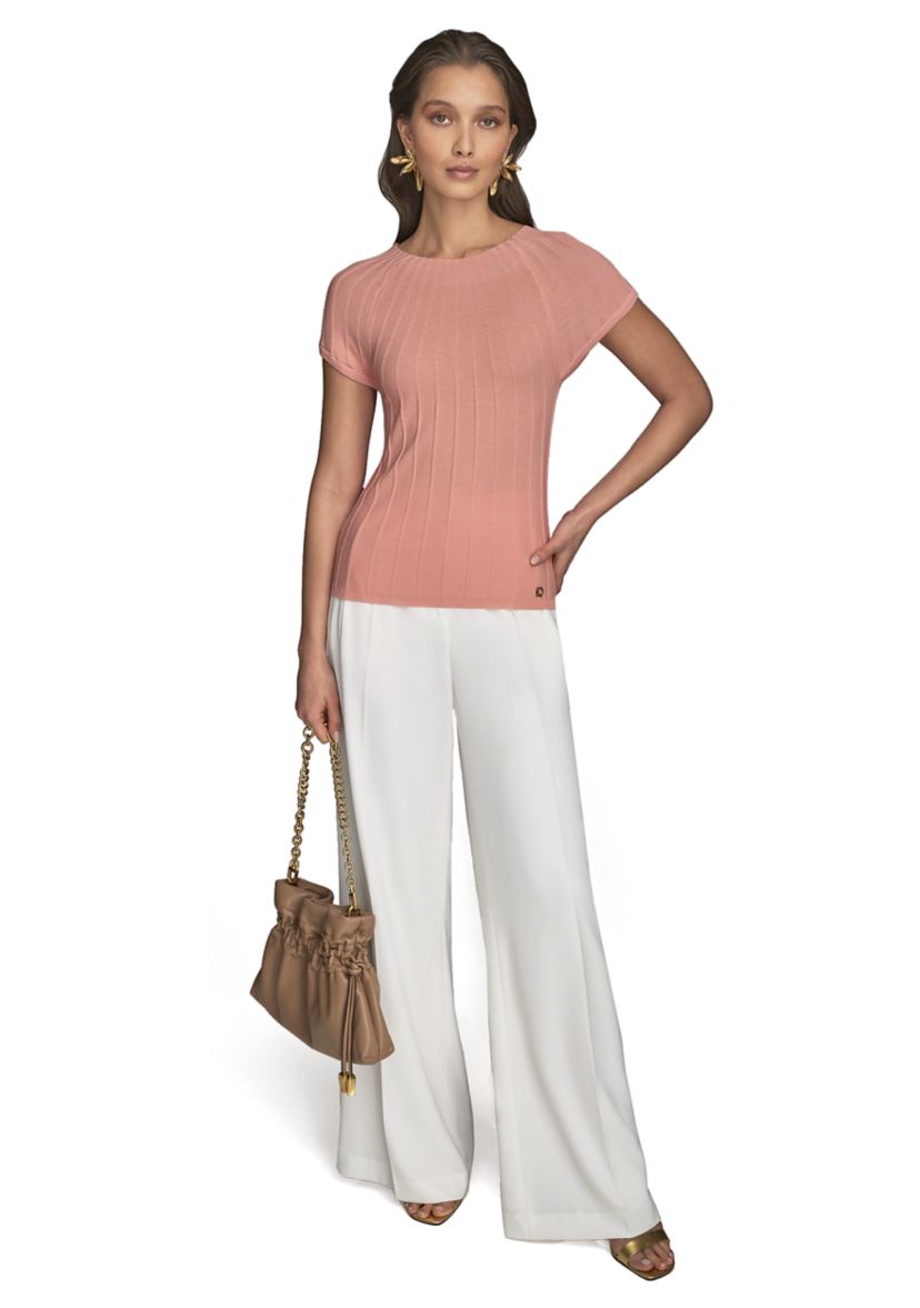 Womens Cap Sleeve Mock Neck Sweater 
