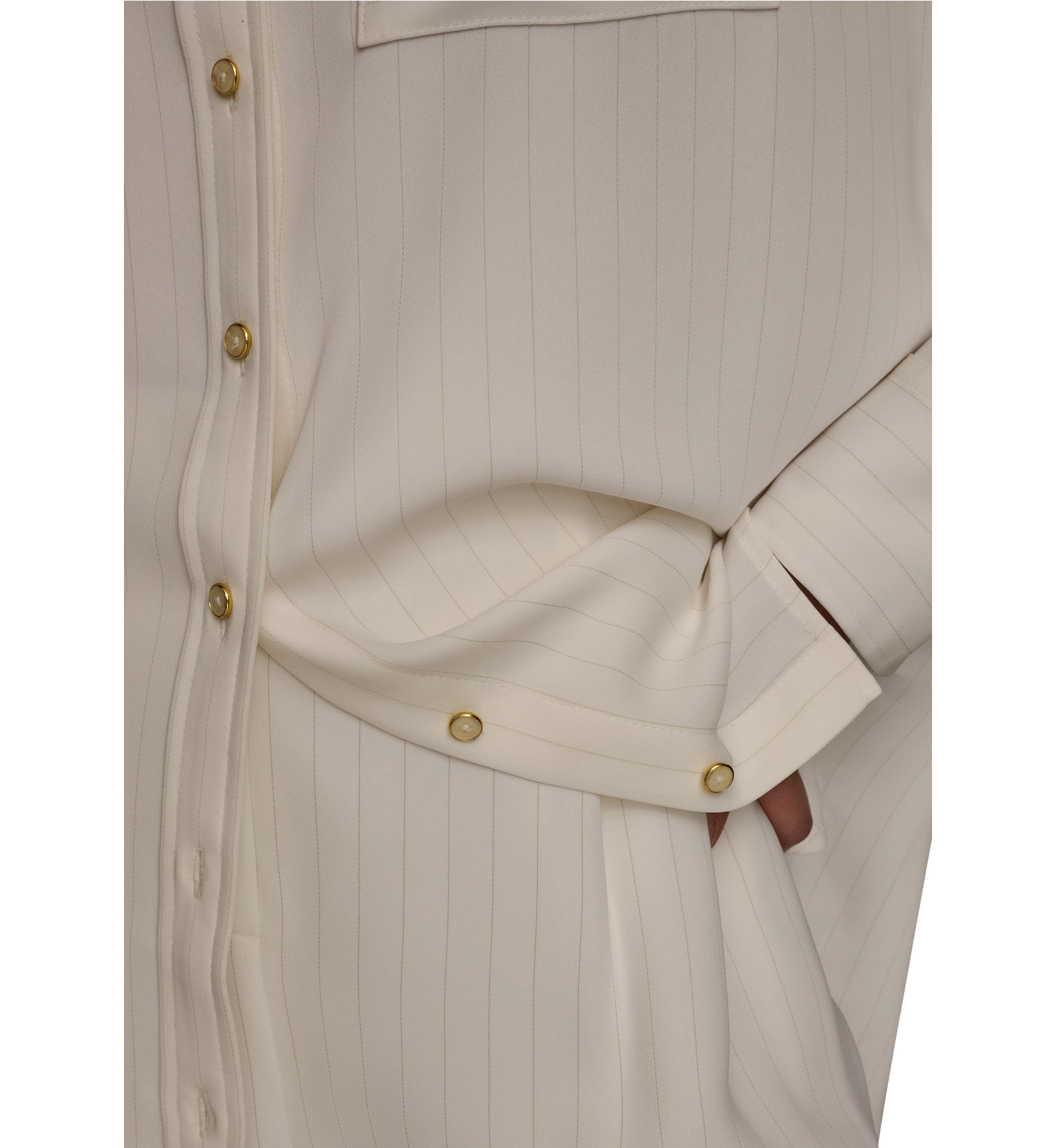 Womens Stripe Collared Button Down Blouse
