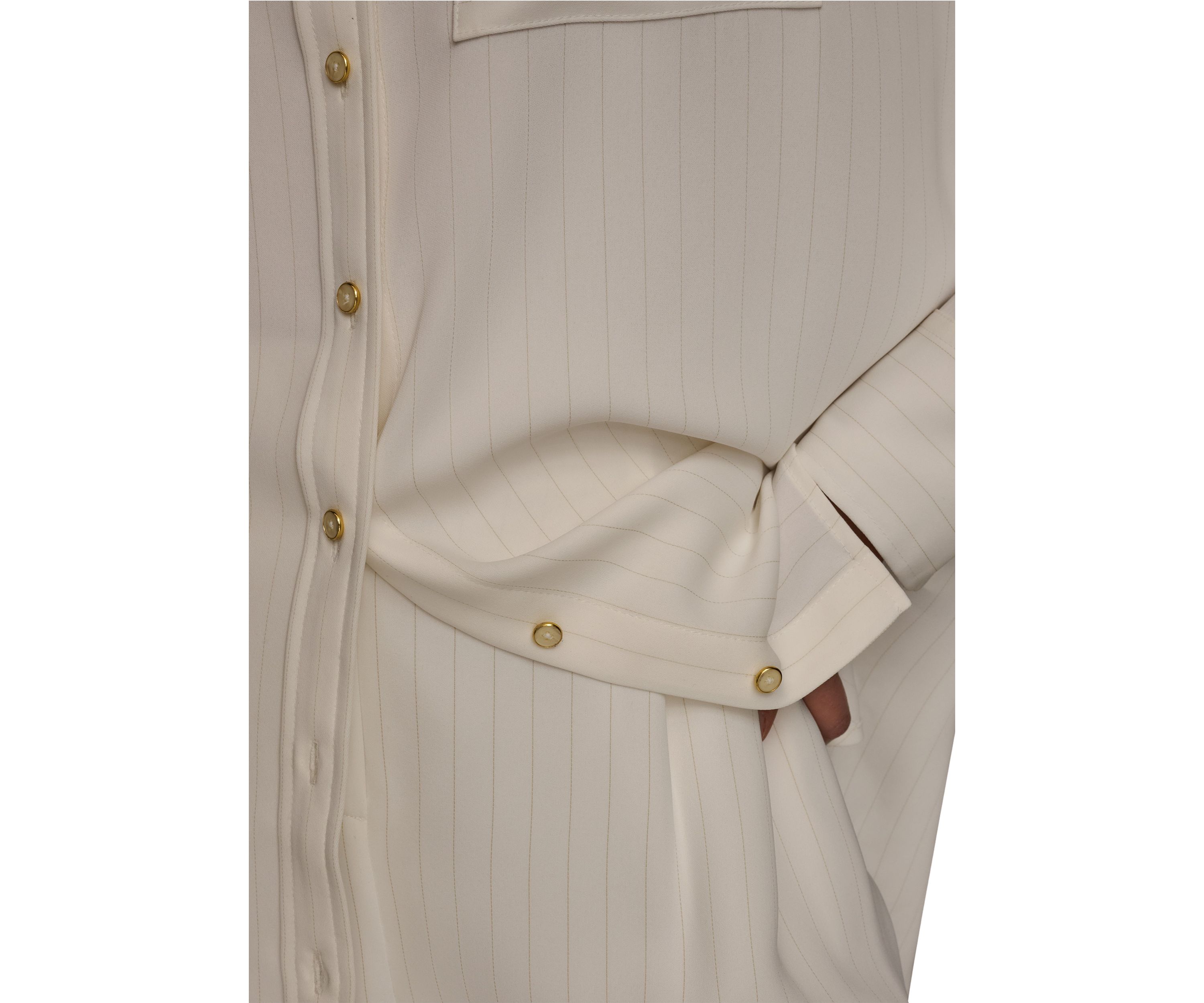 Womens Stripe Collared Button Down Blouse