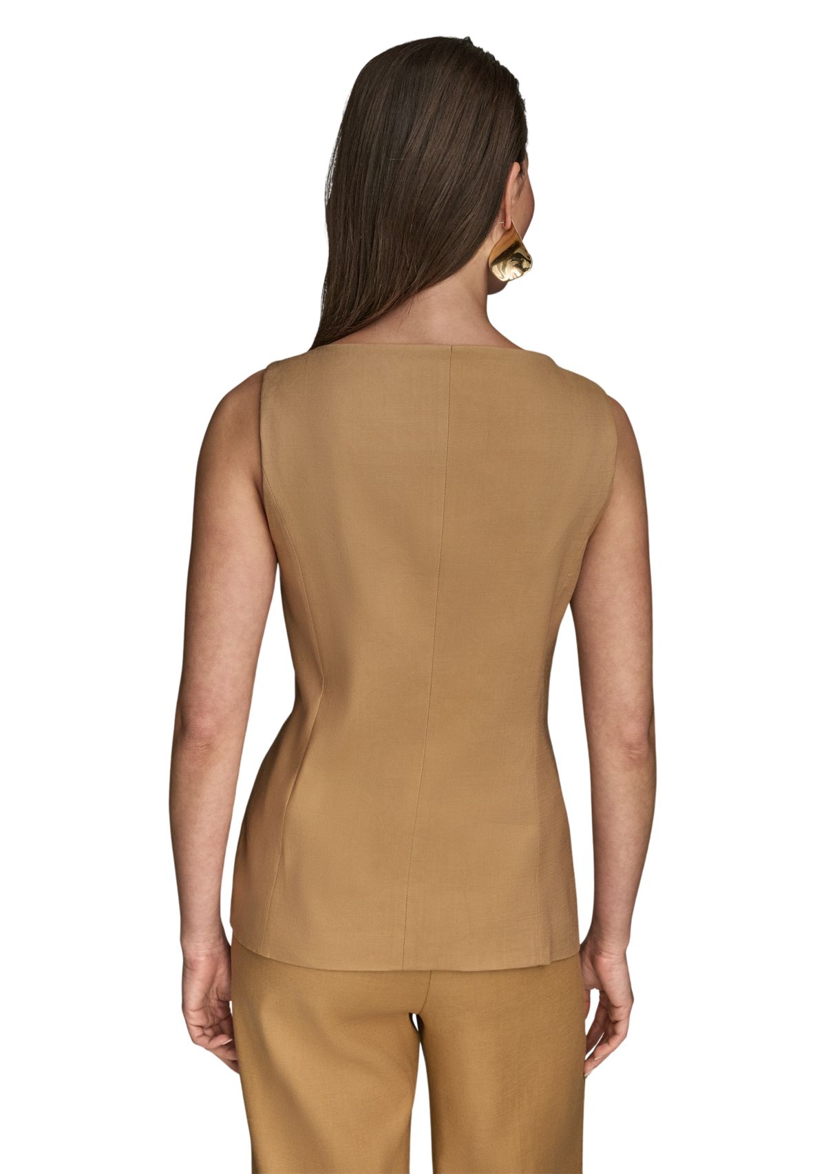 Womens Linen Button Front Vest