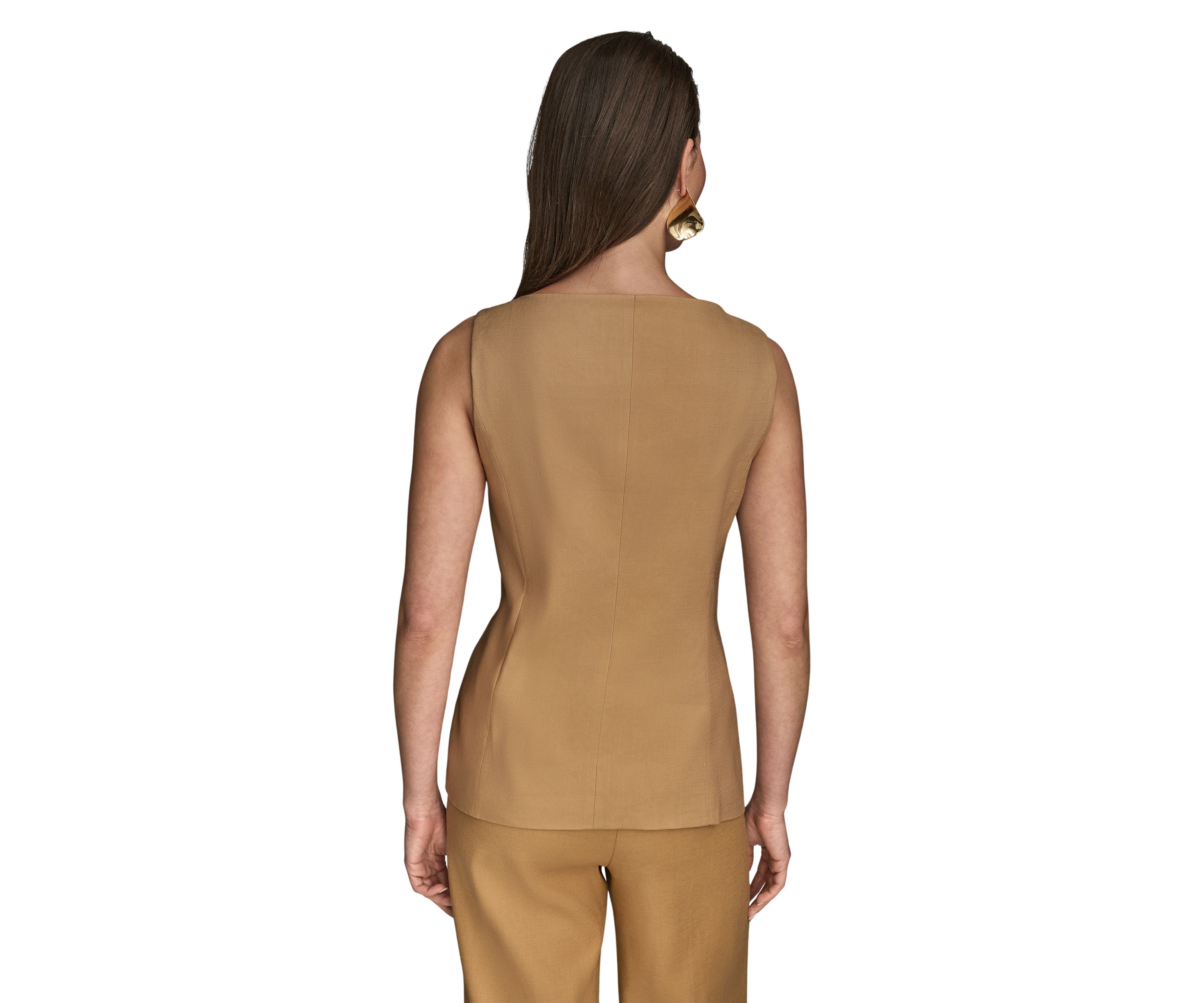 Womens Linen Button Front Vest