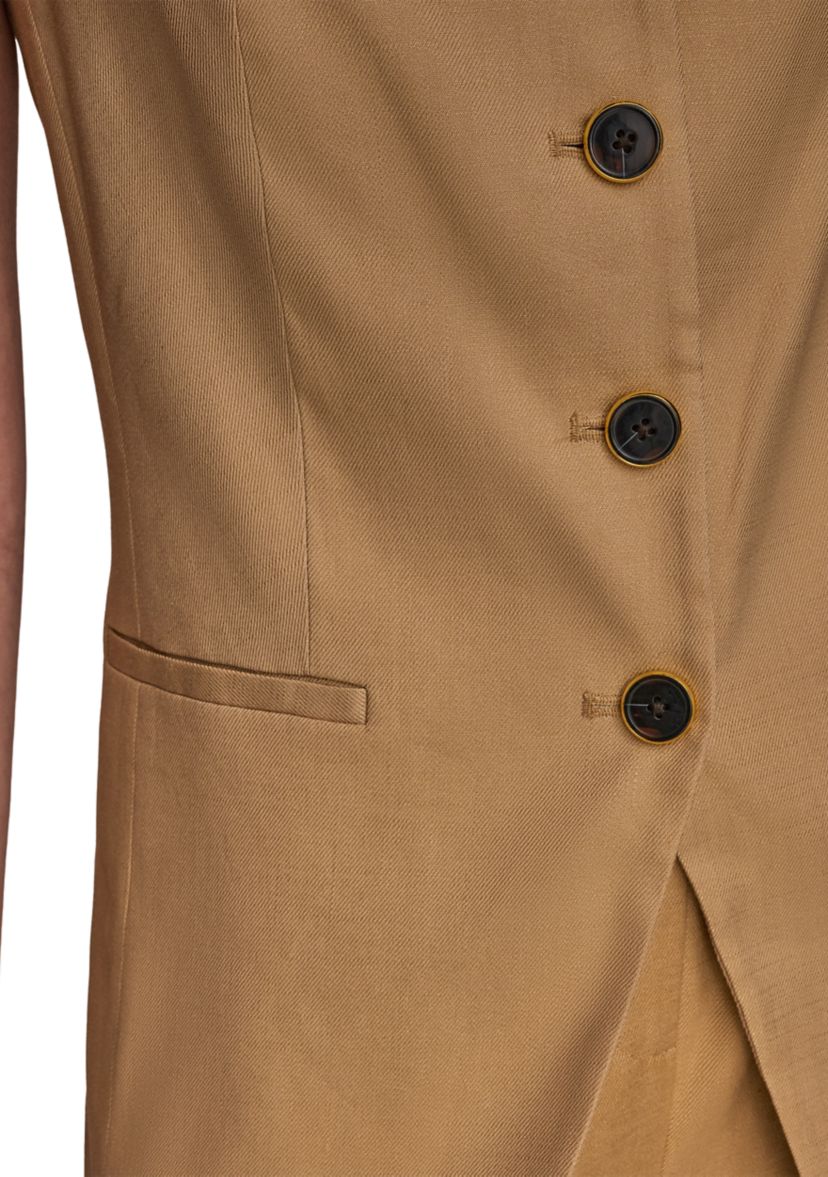 Womens Linen Button Front Vest