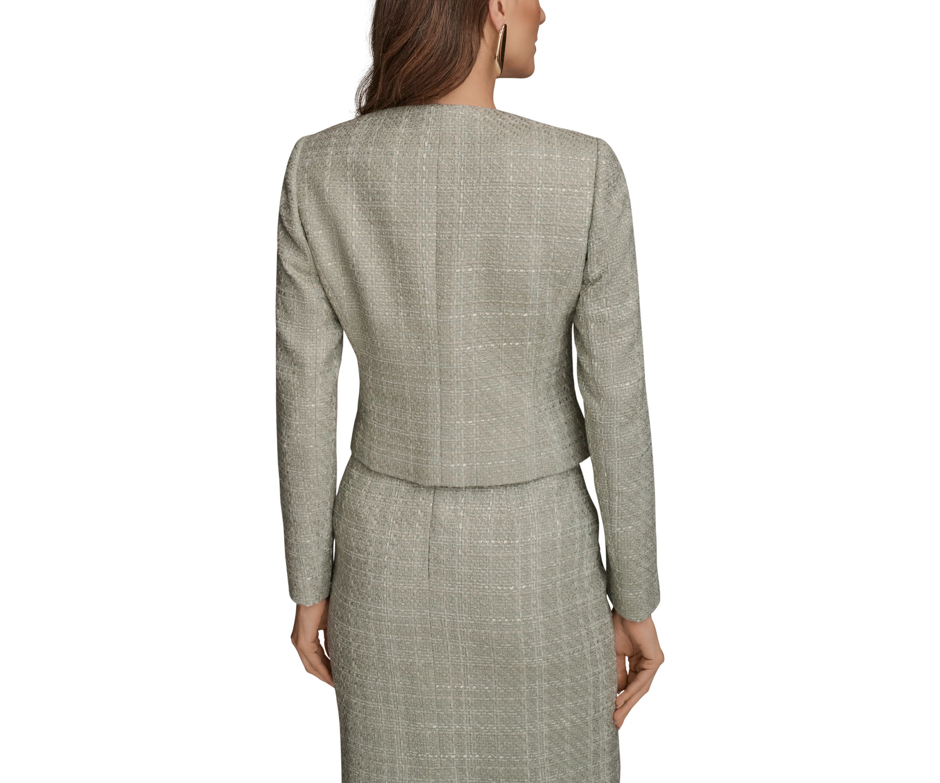 Womens Tweed Button Front Jacket