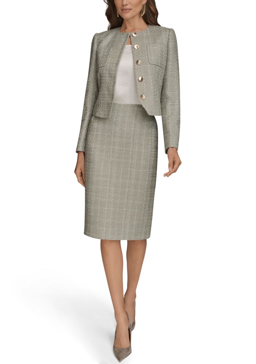 Womens Tweed Button Front Jacket