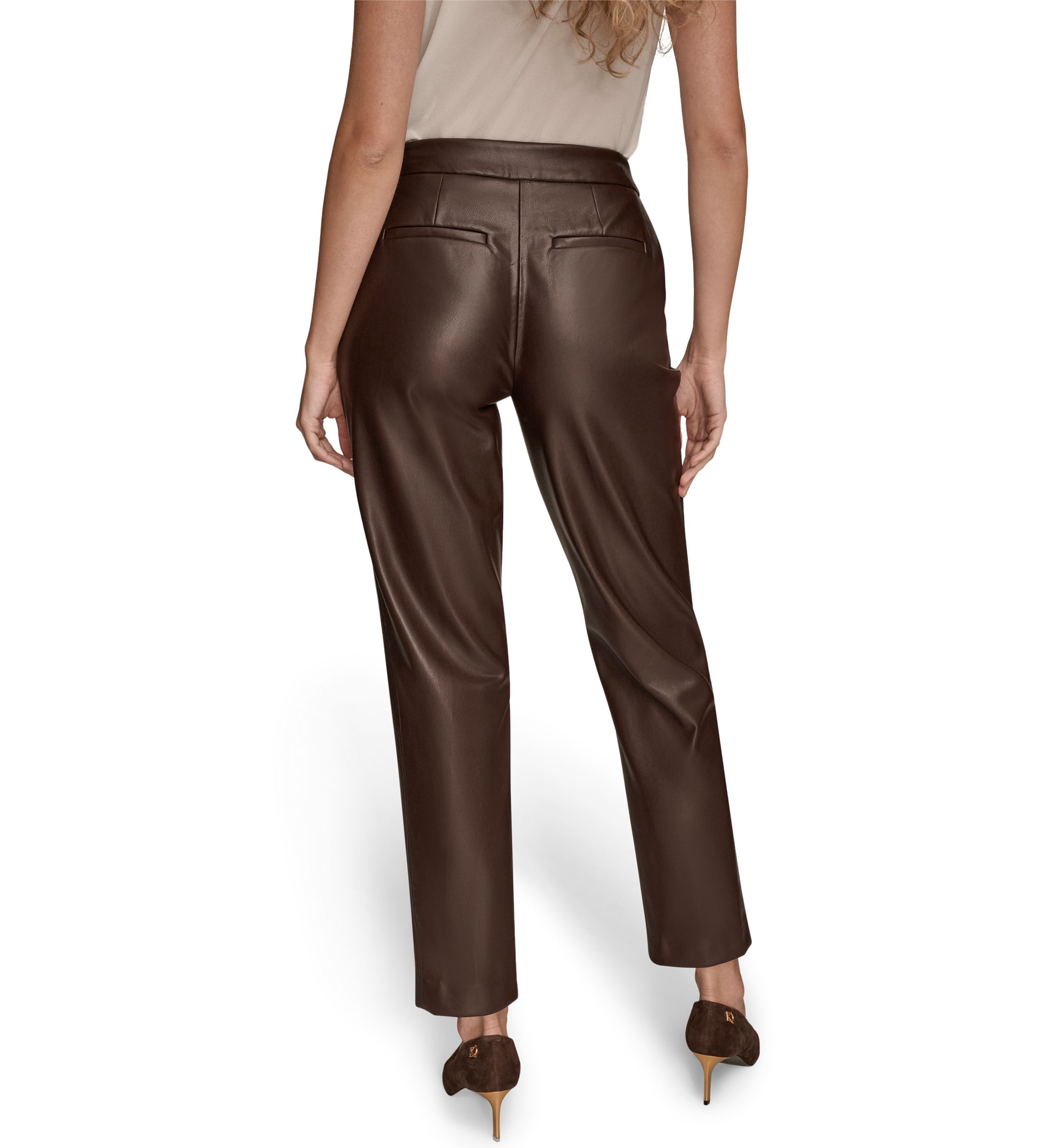 Womens Vegan Leather Slim Leg Ankle-Length Pants