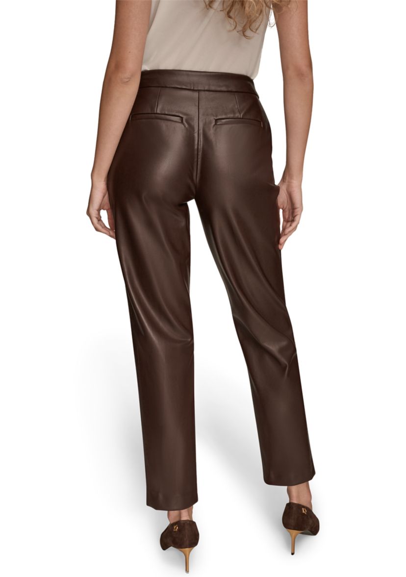 Womens Vegan Leather Slim Leg Ankle-Length Pants