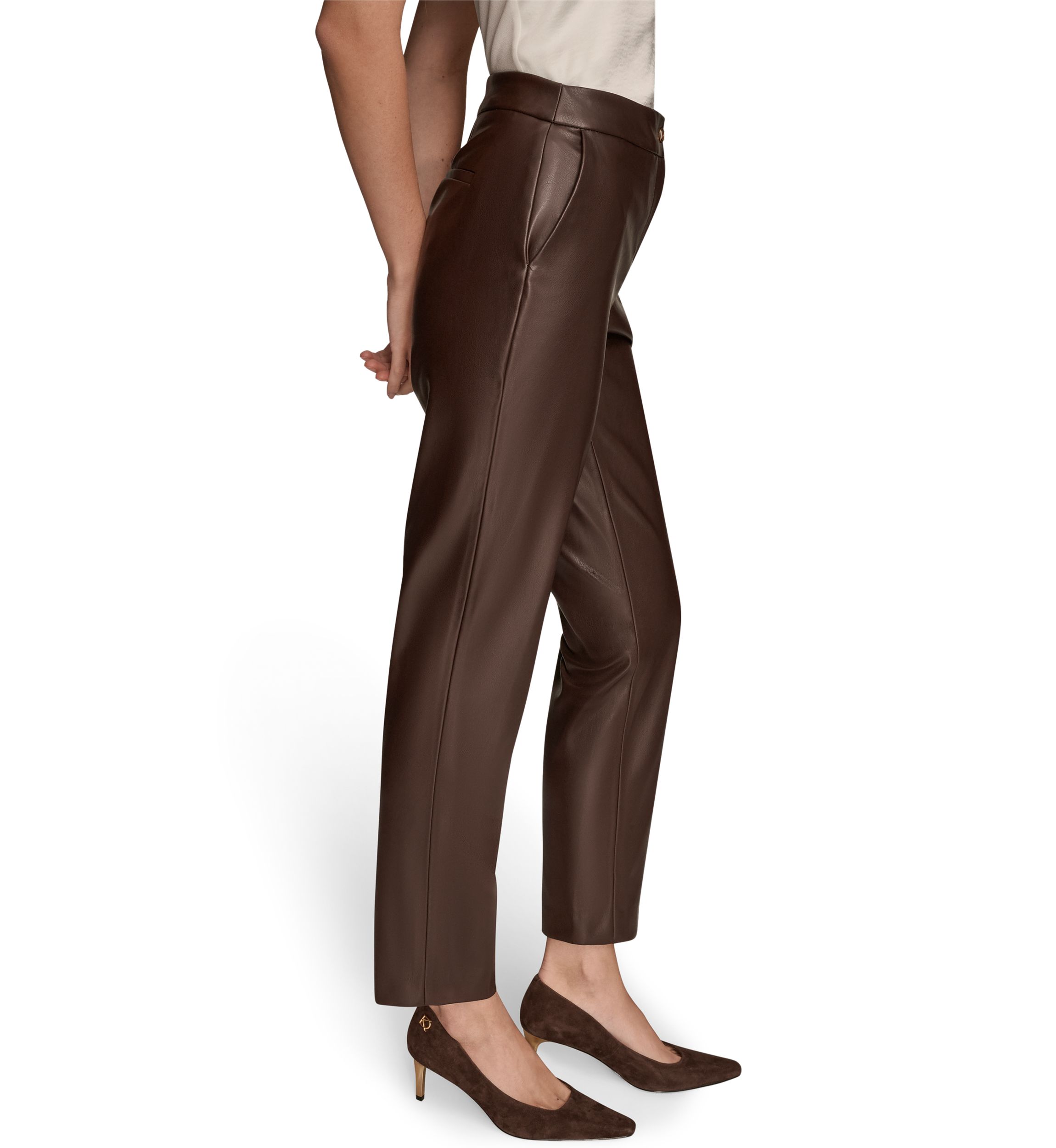 Womens Vegan Leather Slim Leg Ankle-Length Pants
