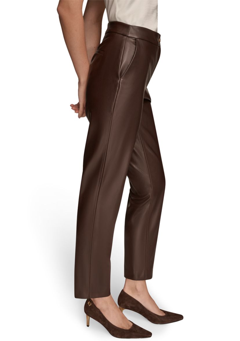 Womens Vegan Leather Slim Leg Ankle-Length Pants