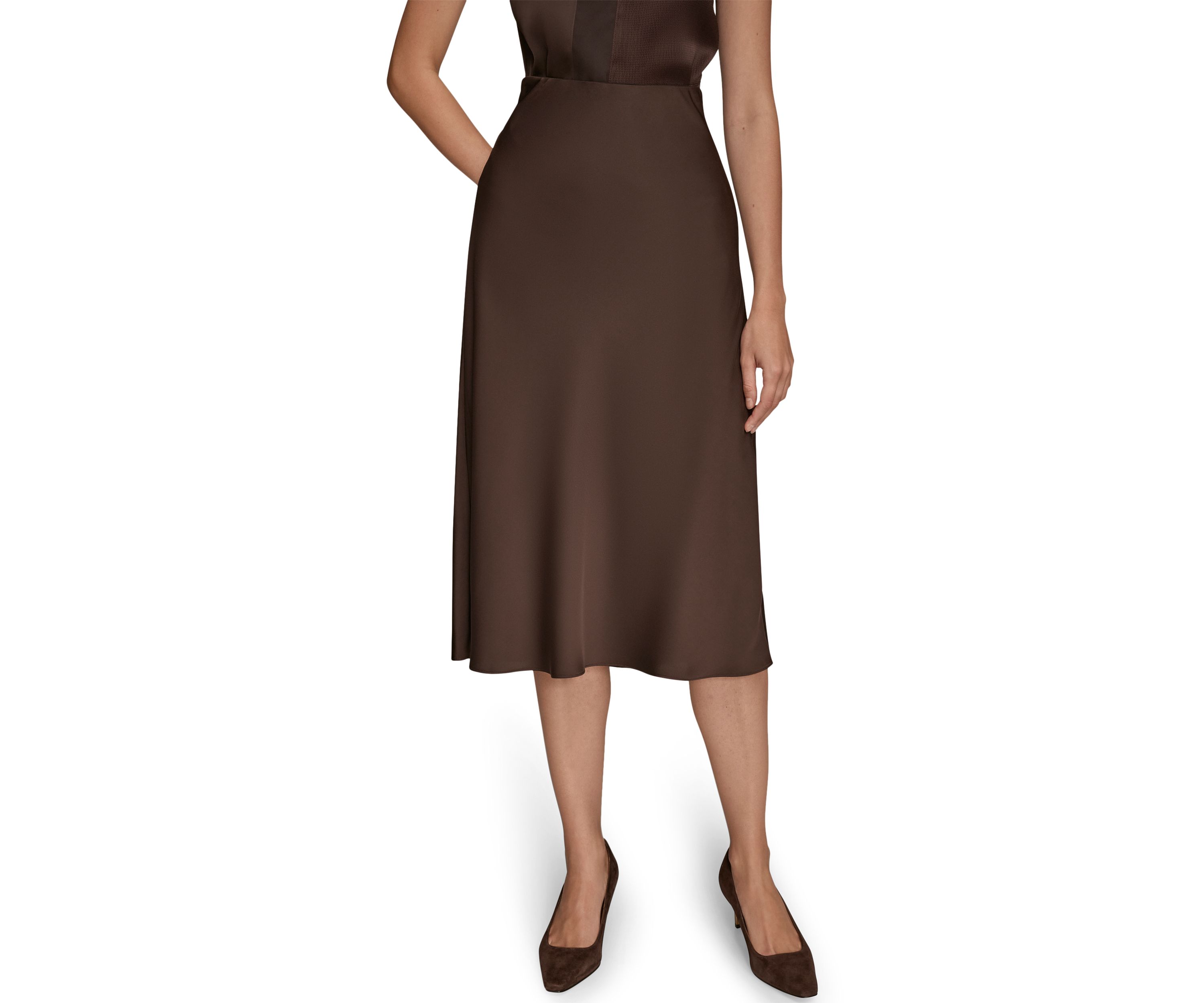 Womens Satin Midi Skirt