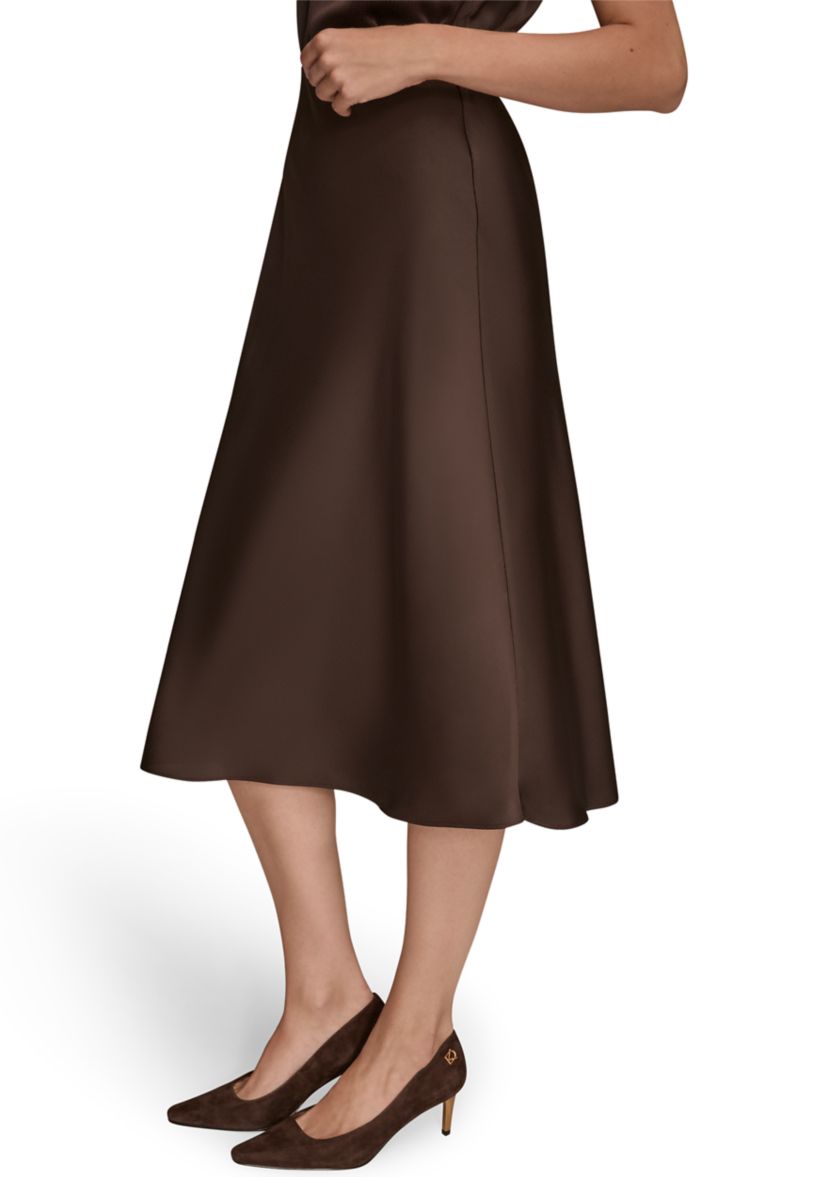 Womens Satin Midi Skirt
