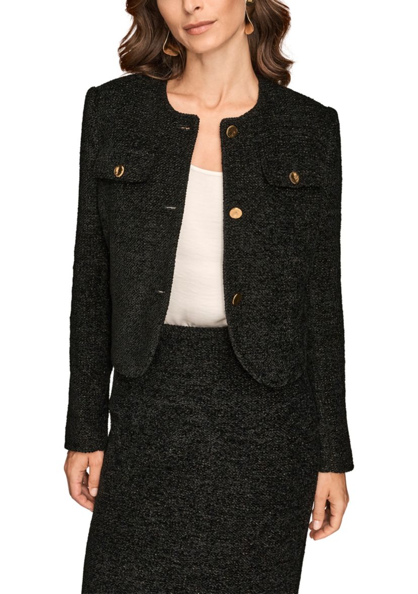 Womens Novelty Button-Front Cropped Jacket