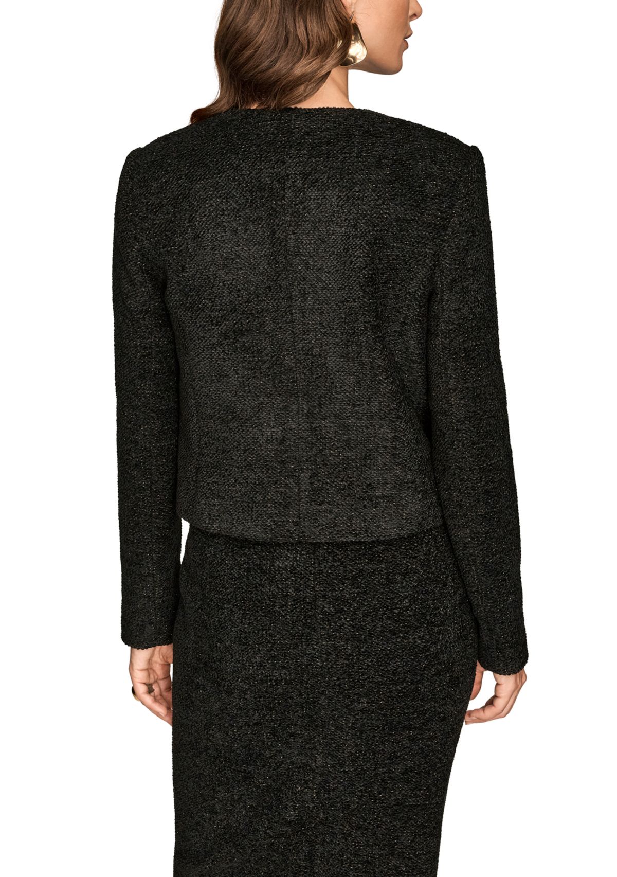 Womens Novelty Button-Front Cropped Jacket